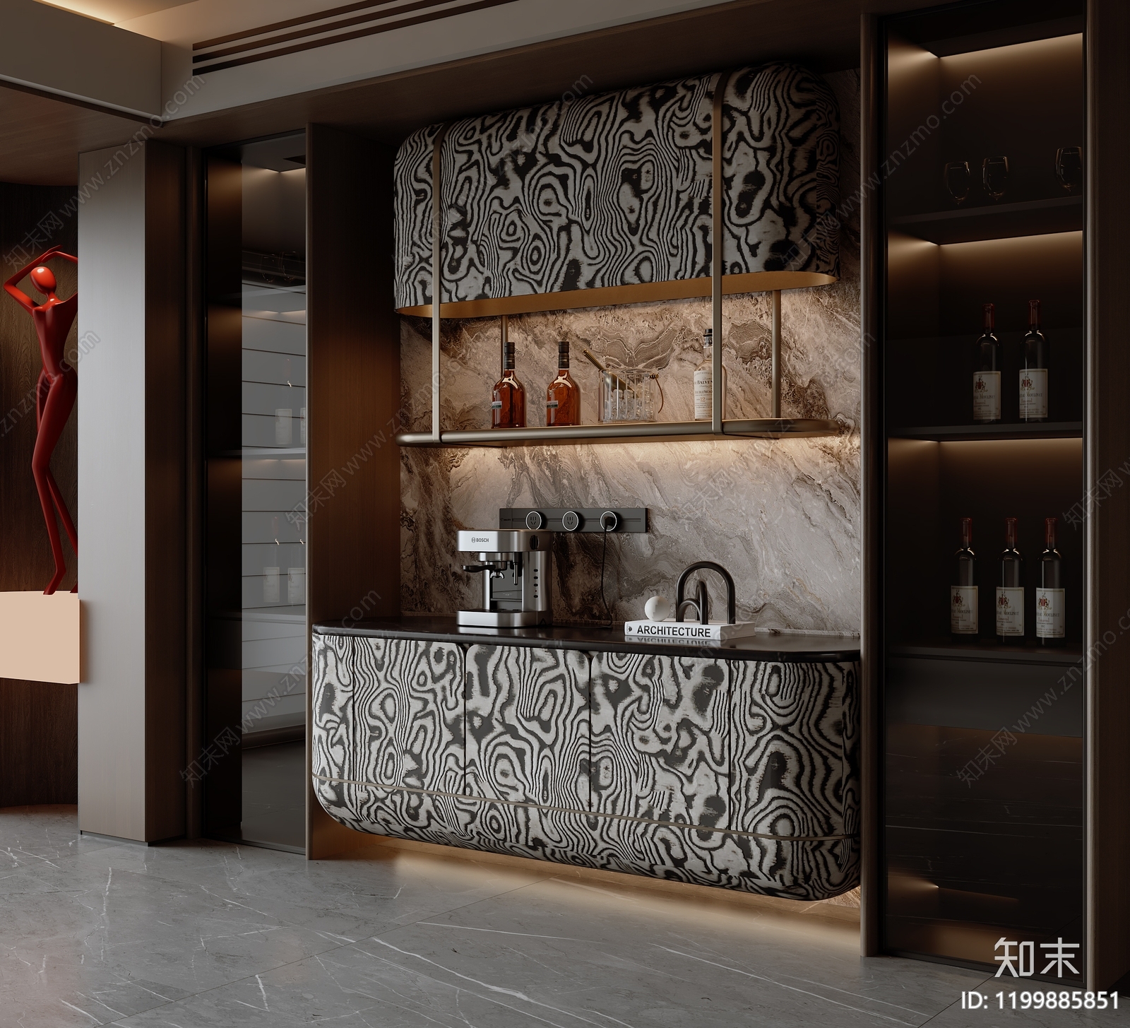 意式餐边柜SU模型下载【ID:1199885851】
