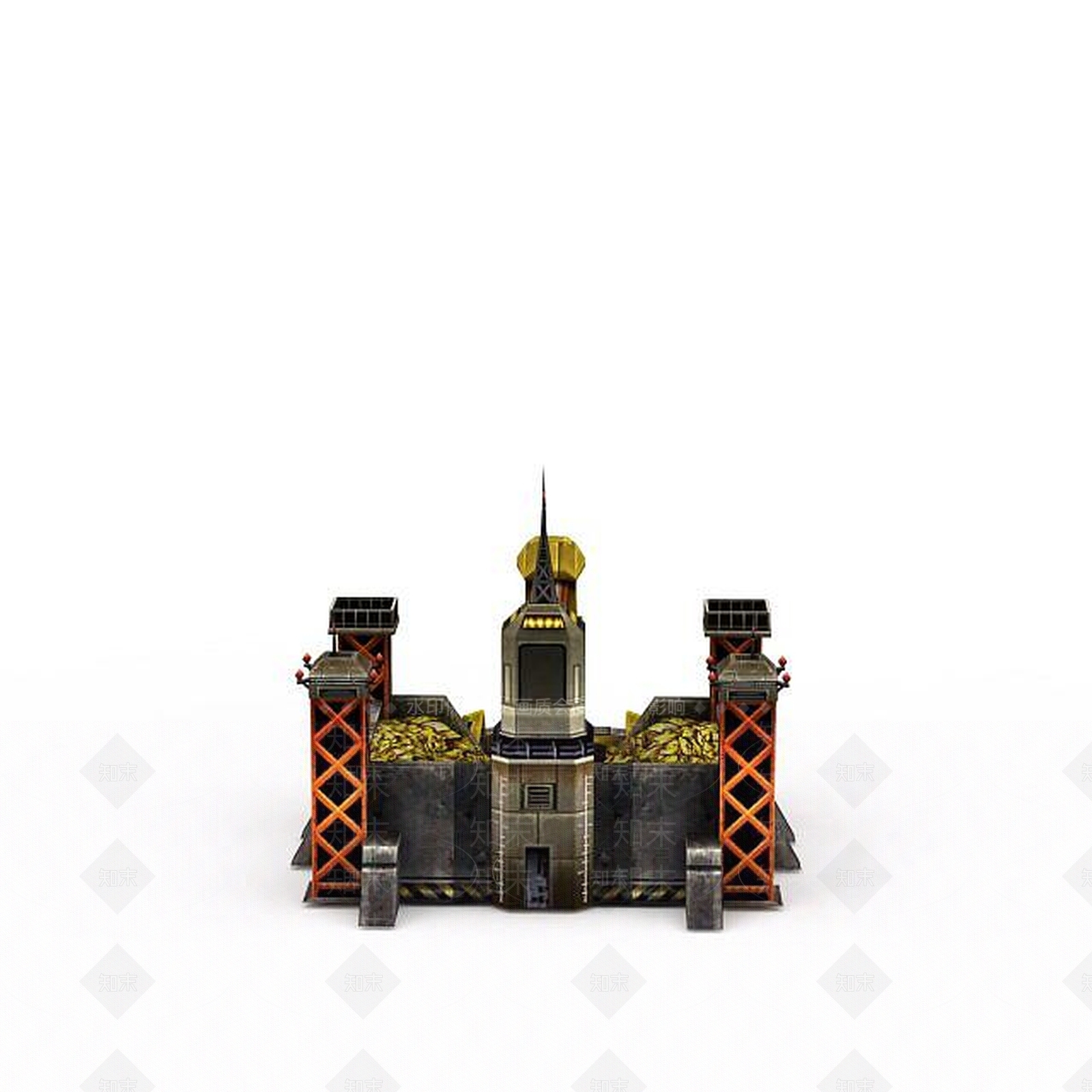 现代红色警戒建筑物游戏场景3D模型下载【ID:1199885800】