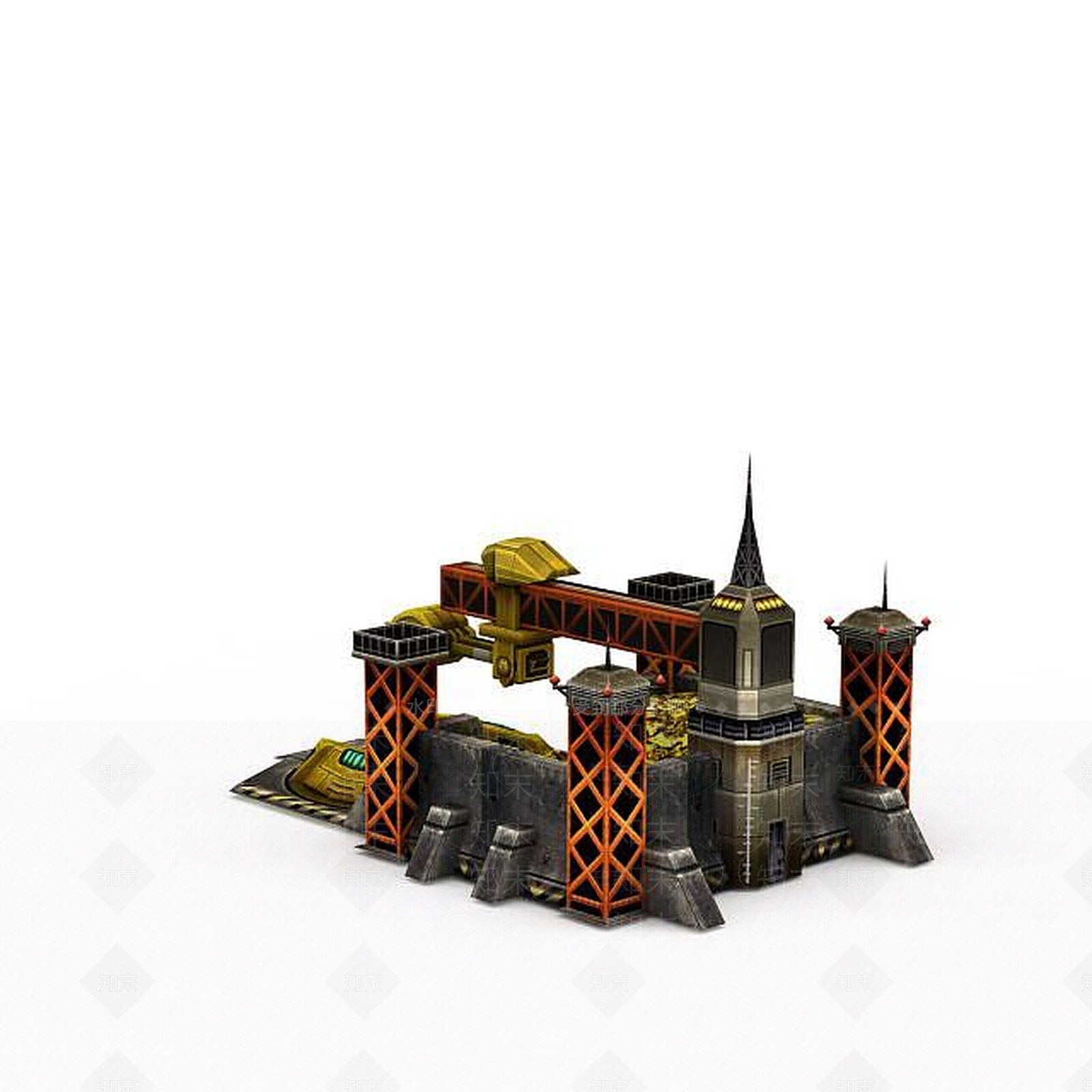 现代红色警戒建筑物游戏场景3D模型下载【ID:1199885800】