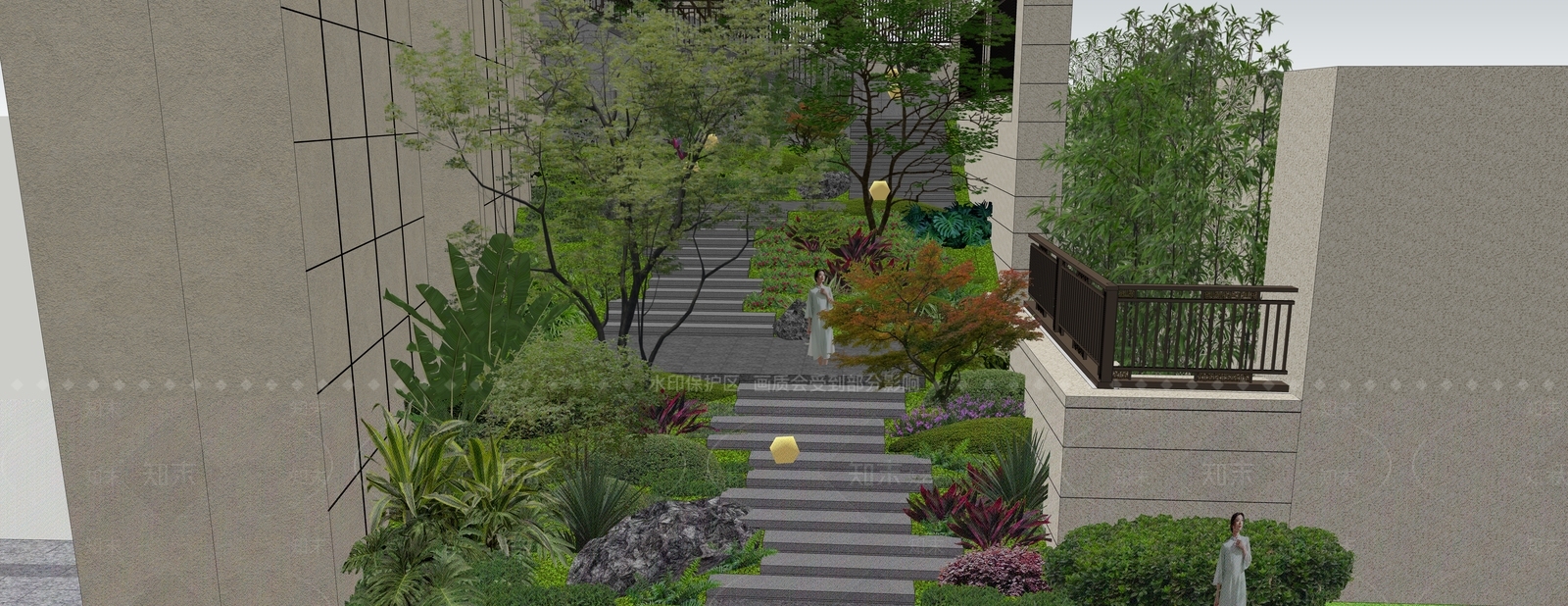 现代台阶景观SU模型下载【ID:1199886137】