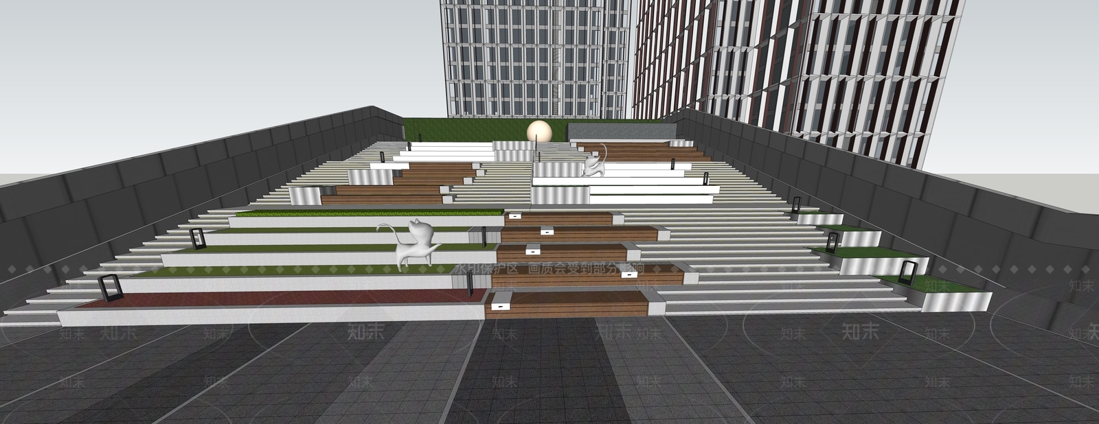 现代台阶景观SU模型下载【ID:1199888810】