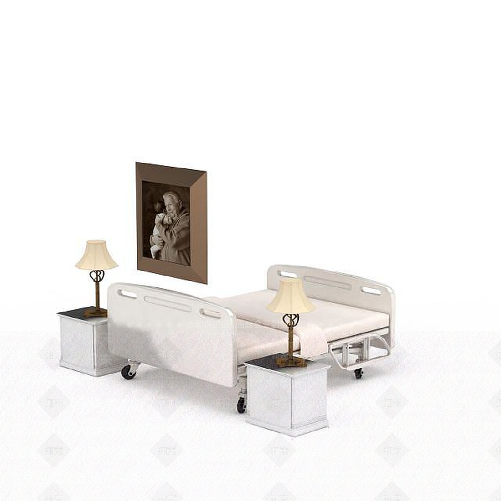 欧式古典欧式单人床具组合3D模型下载【ID:1199887525】