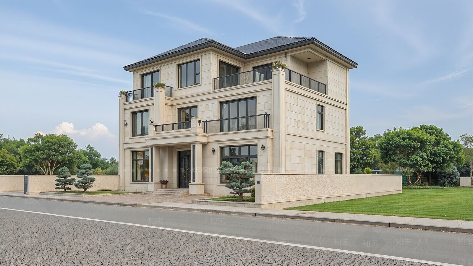 新中式简约独栋别墅SU模型下载【ID:1199889005】