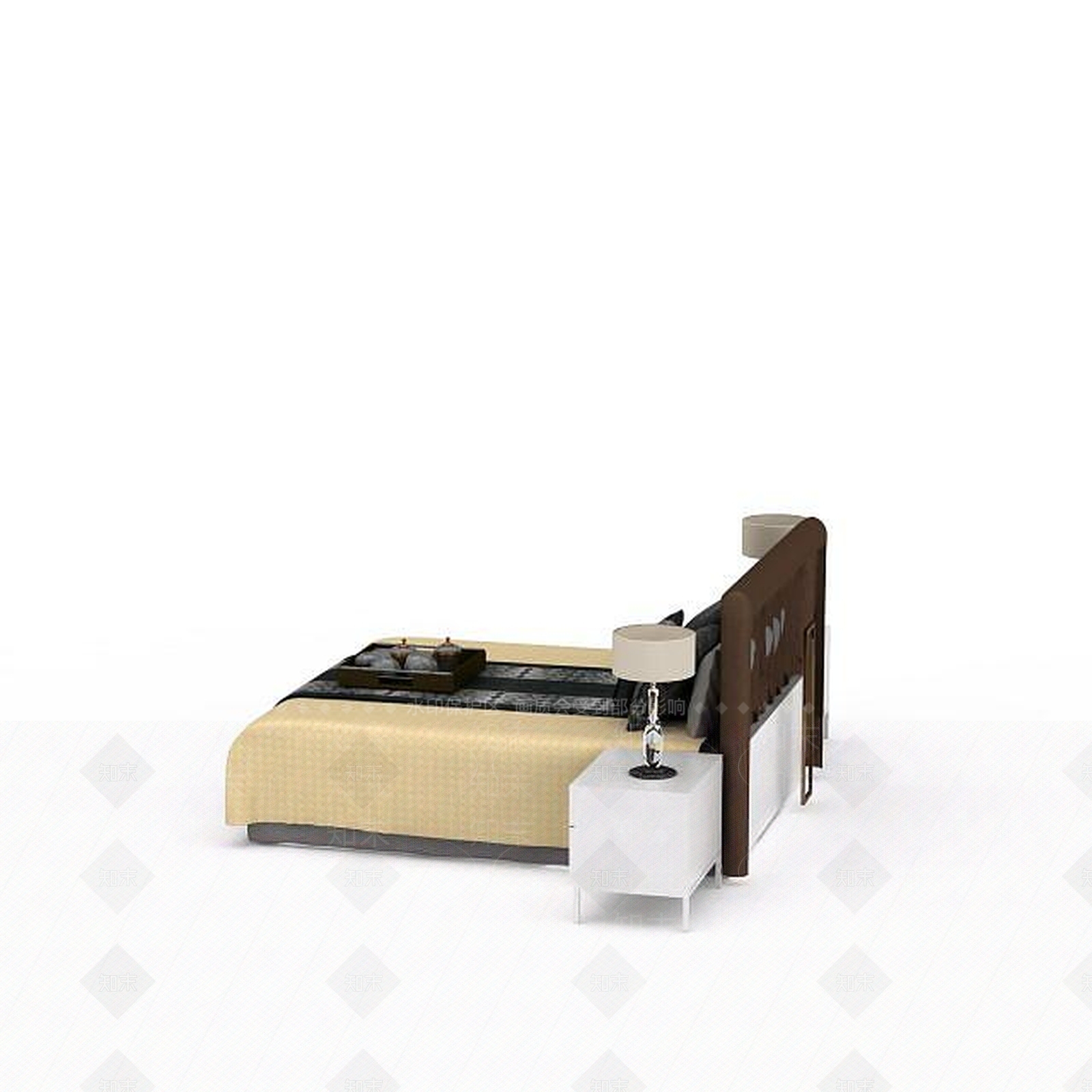 现代双人床3D模型下载【ID:1199889680】
