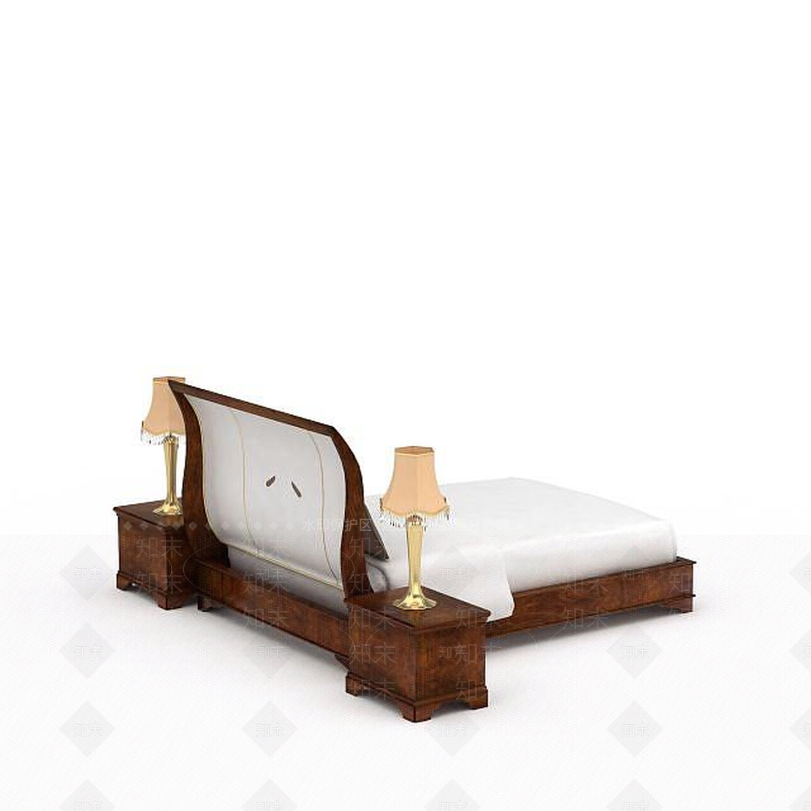 美式双人床具组合3D模型下载【ID:1199889735】