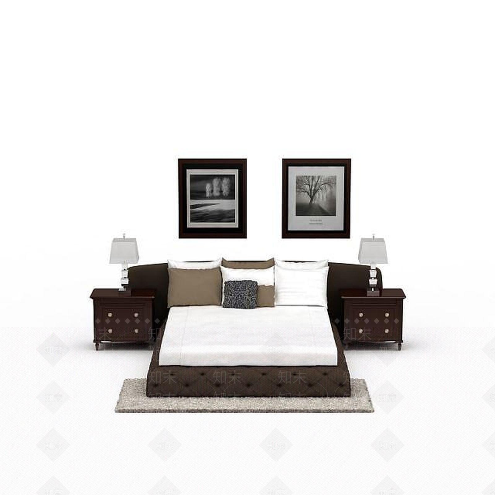 美式皮艺软床3D模型下载【ID:1199889818】