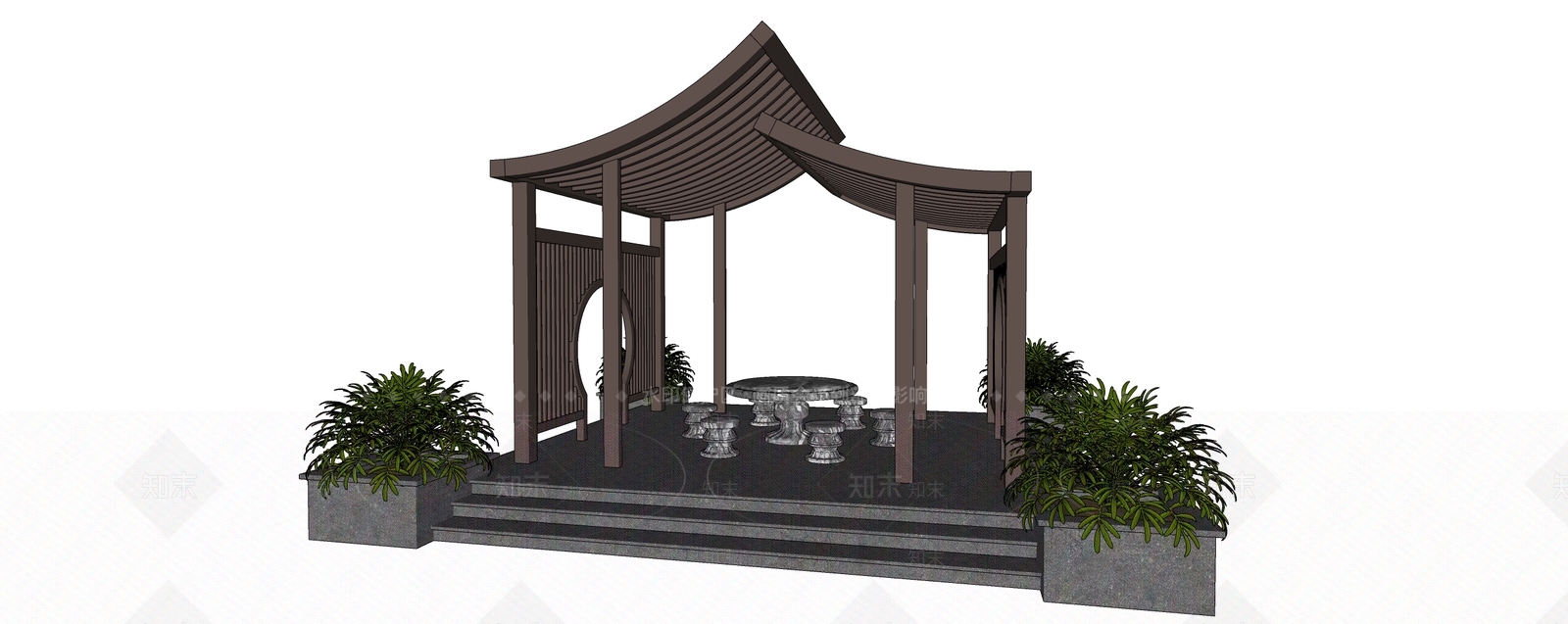 新中式其他景观小建筑SU模型下载【ID:1199890594】