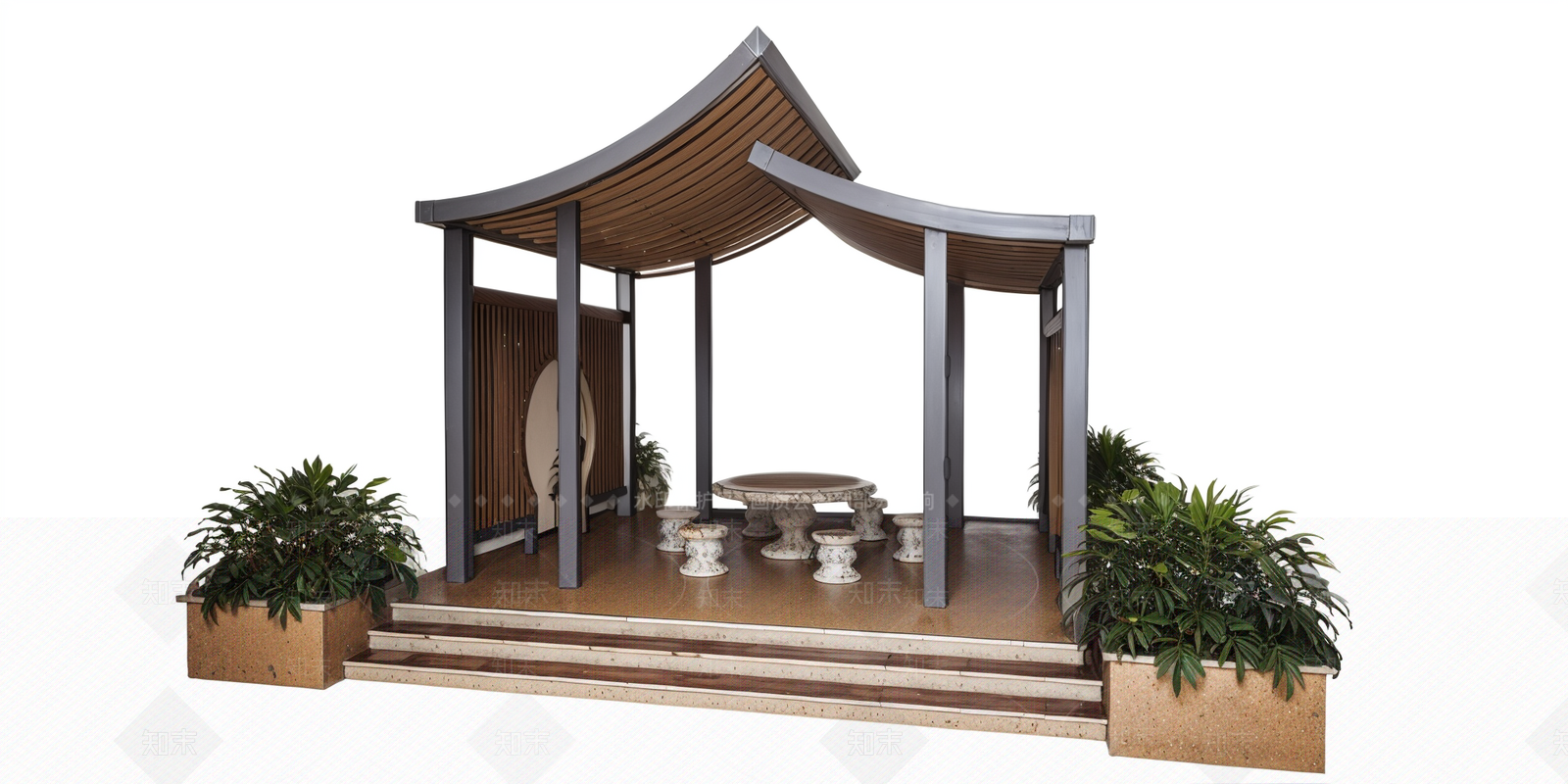 新中式其他景观小建筑SU模型下载【ID:1199890594】