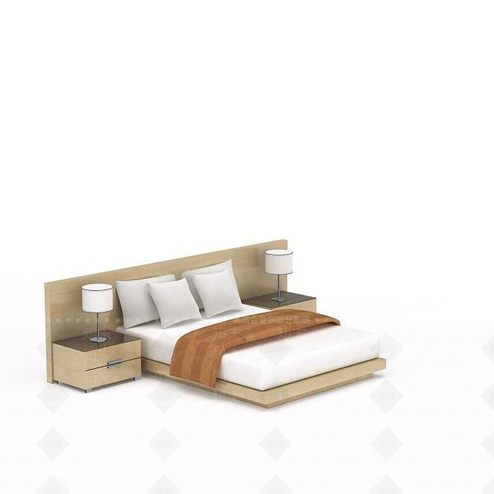 现代家具双人床3D模型下载【ID:1199890813】
