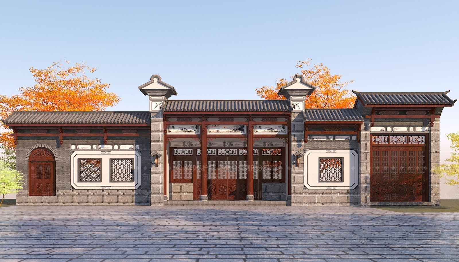 中式复古古建3D模型下载【ID:1199891160】