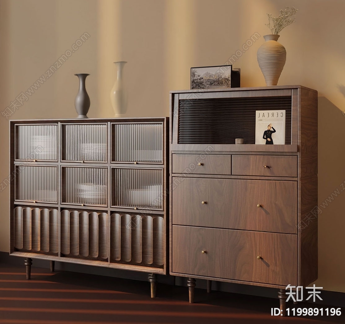 中古复古餐边柜SU模型下载【ID:1199891196】