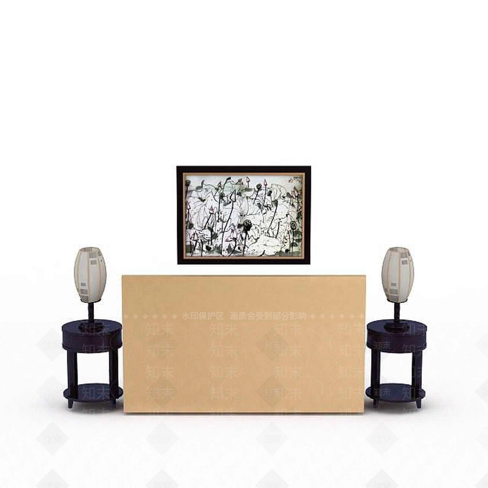 现代简约双人床品3D模型下载【ID:1199891143】