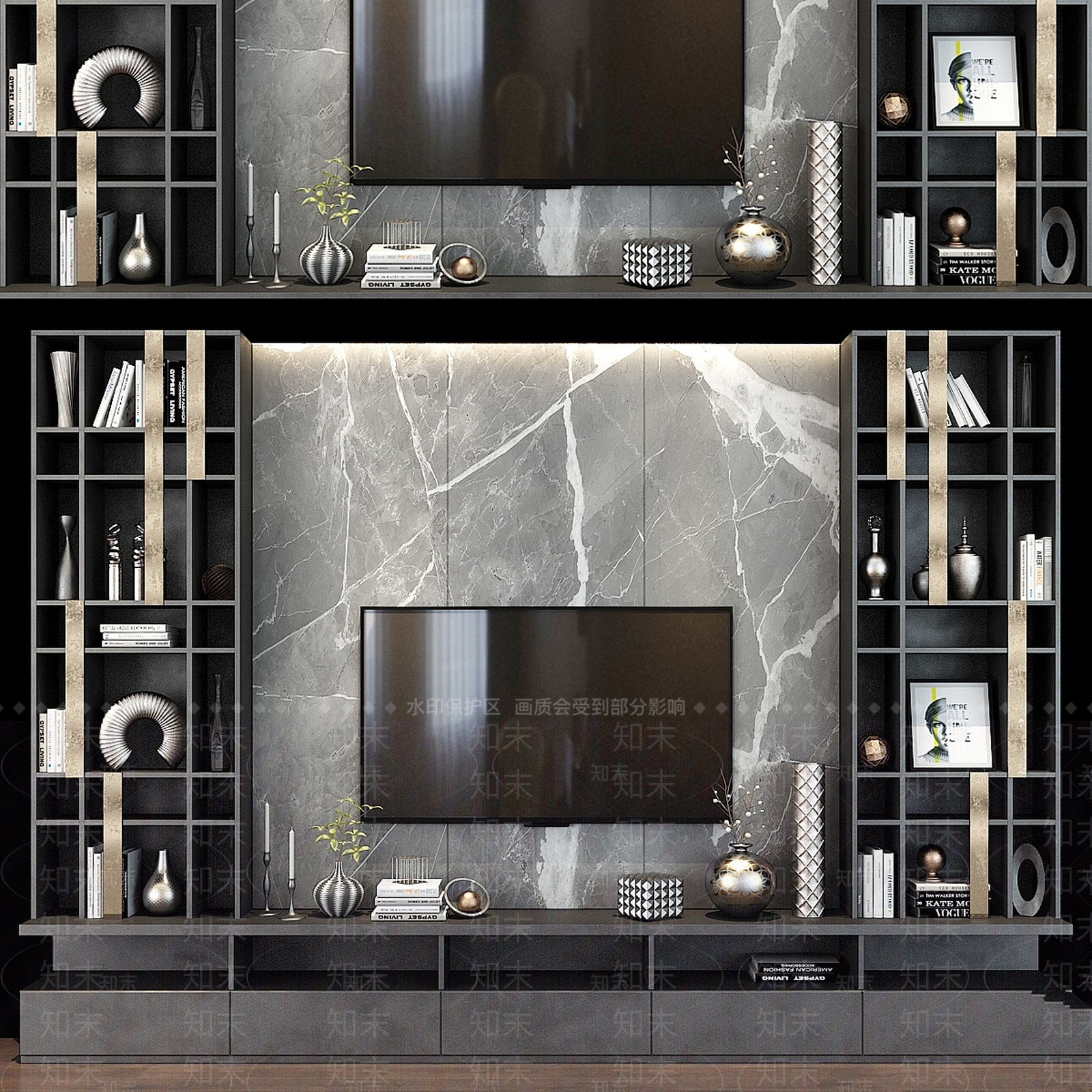 电视背景墙3D模型下载【ID:1199891420】