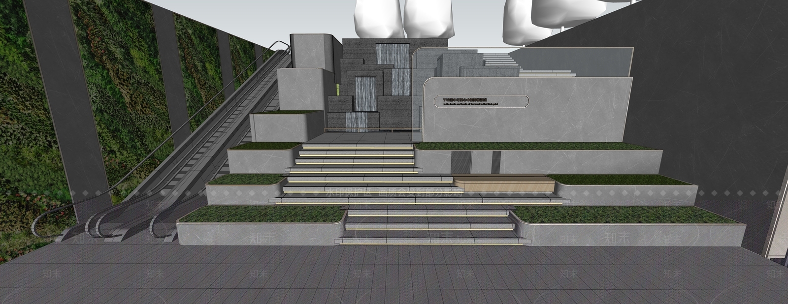 现代台阶景观SU模型下载【ID:1199892525】