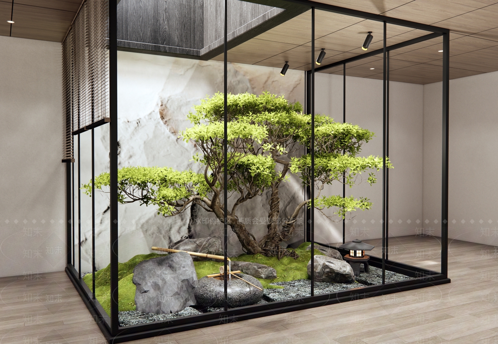 新中式室内景观3D模型下载【ID:1199892968】
