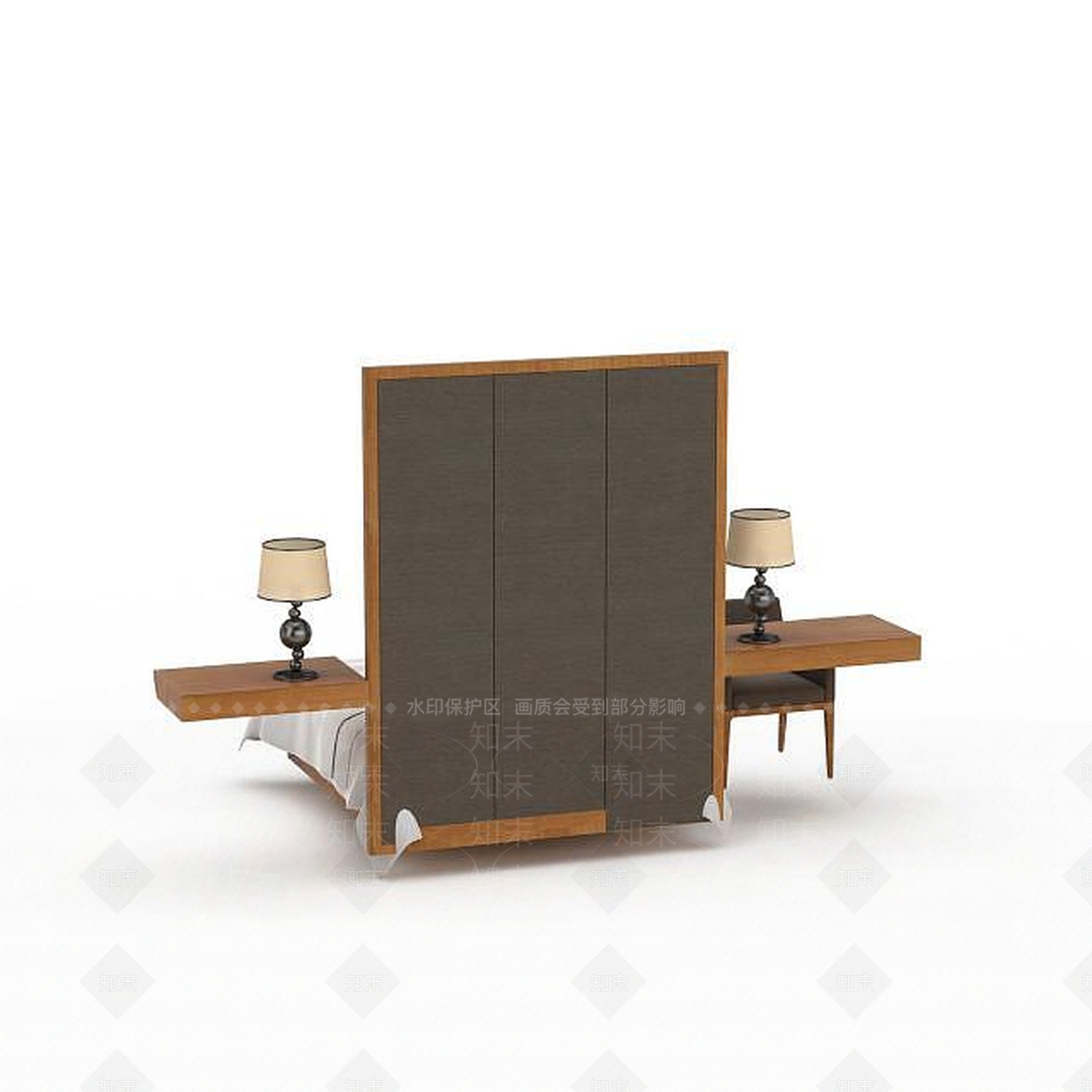 现代简约双人床3D模型下载【ID:1199892913】