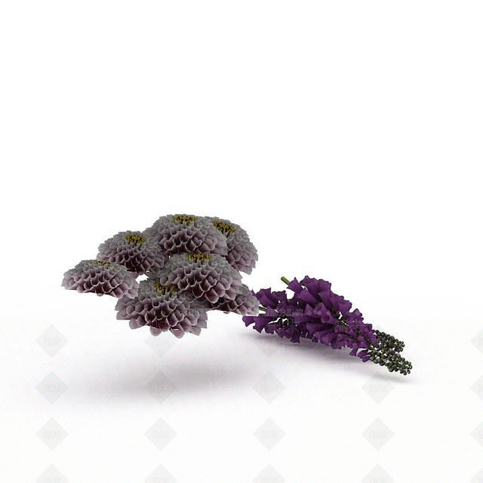 现代紫色花束3D模型下载【ID:1199893860】