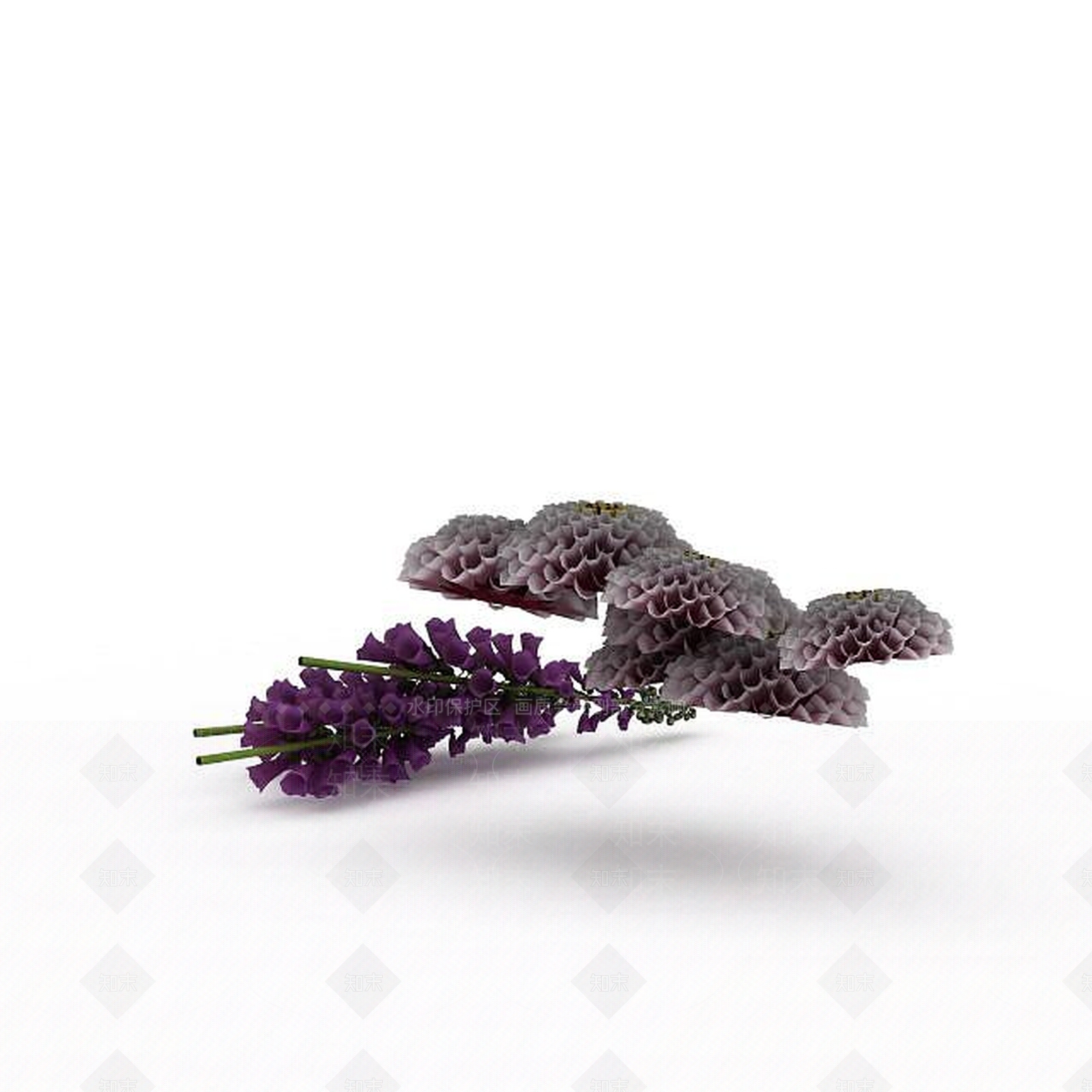 现代紫色花束3D模型下载【ID:1199893860】