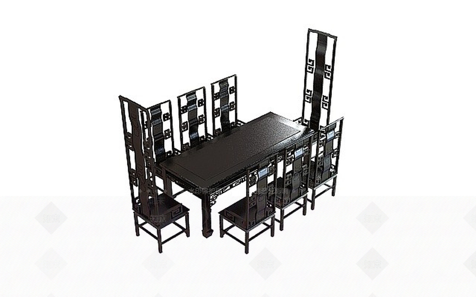 中式餐桌椅3D模型下载【ID:1199894206】