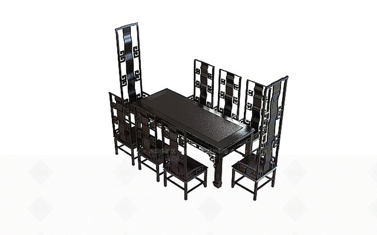 中式餐桌椅3D模型下载【ID:1199894206】