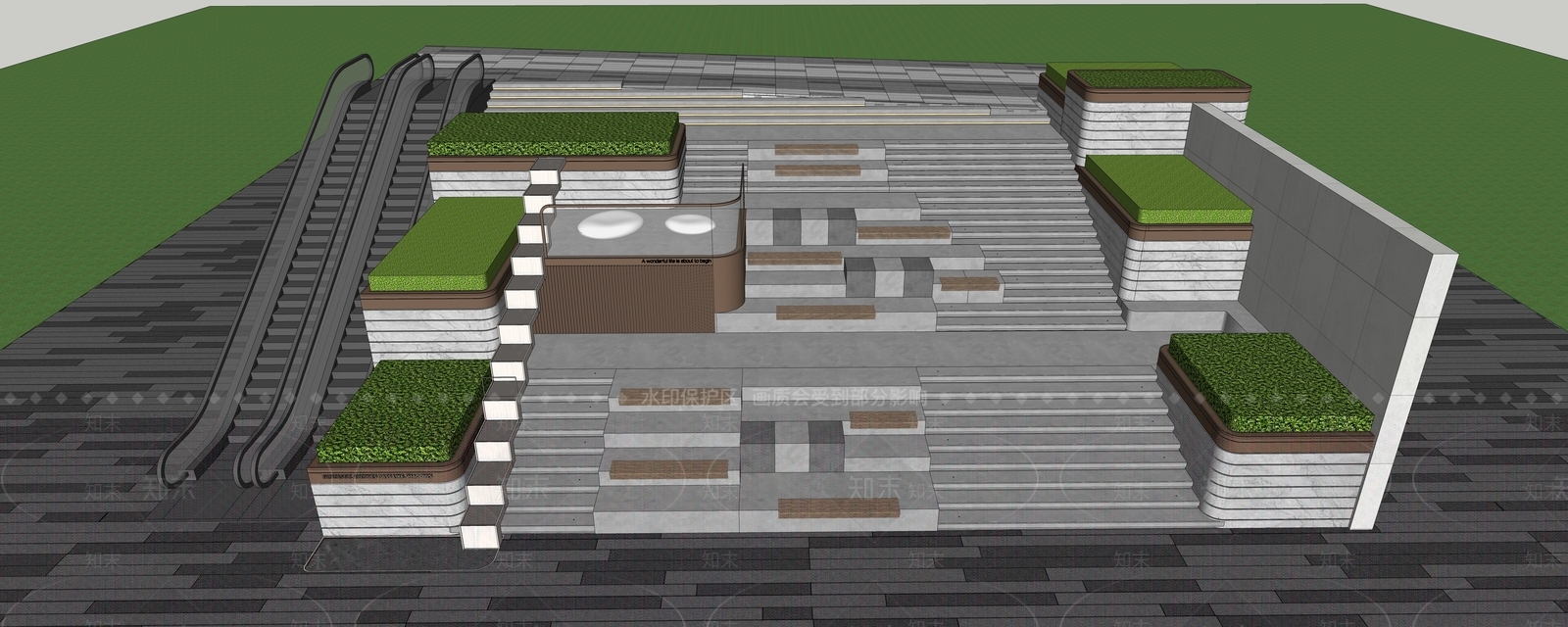 现代台阶景观SU模型下载【ID:1199894705】