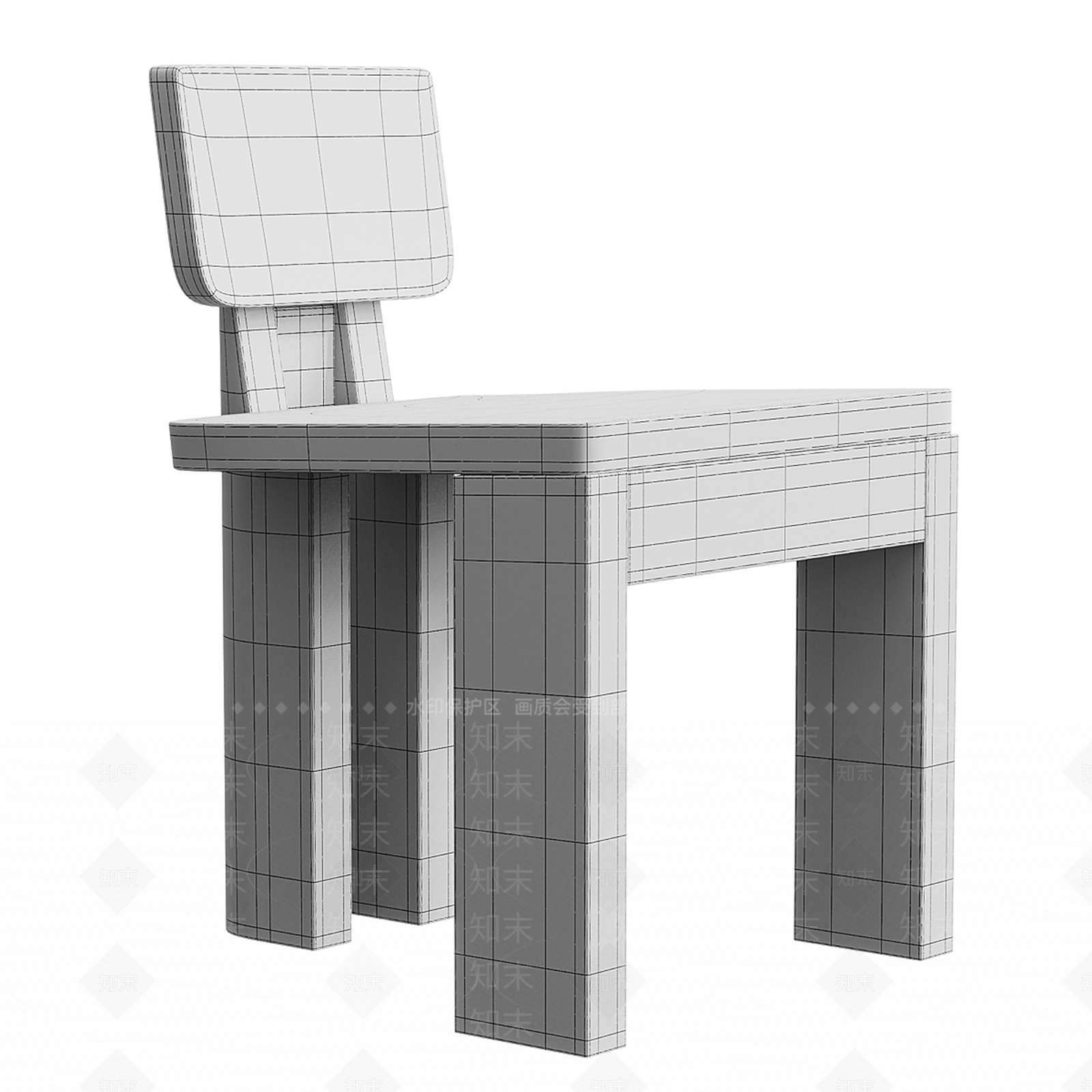 侘寂原木餐椅3D模型下载【ID:1199895172】