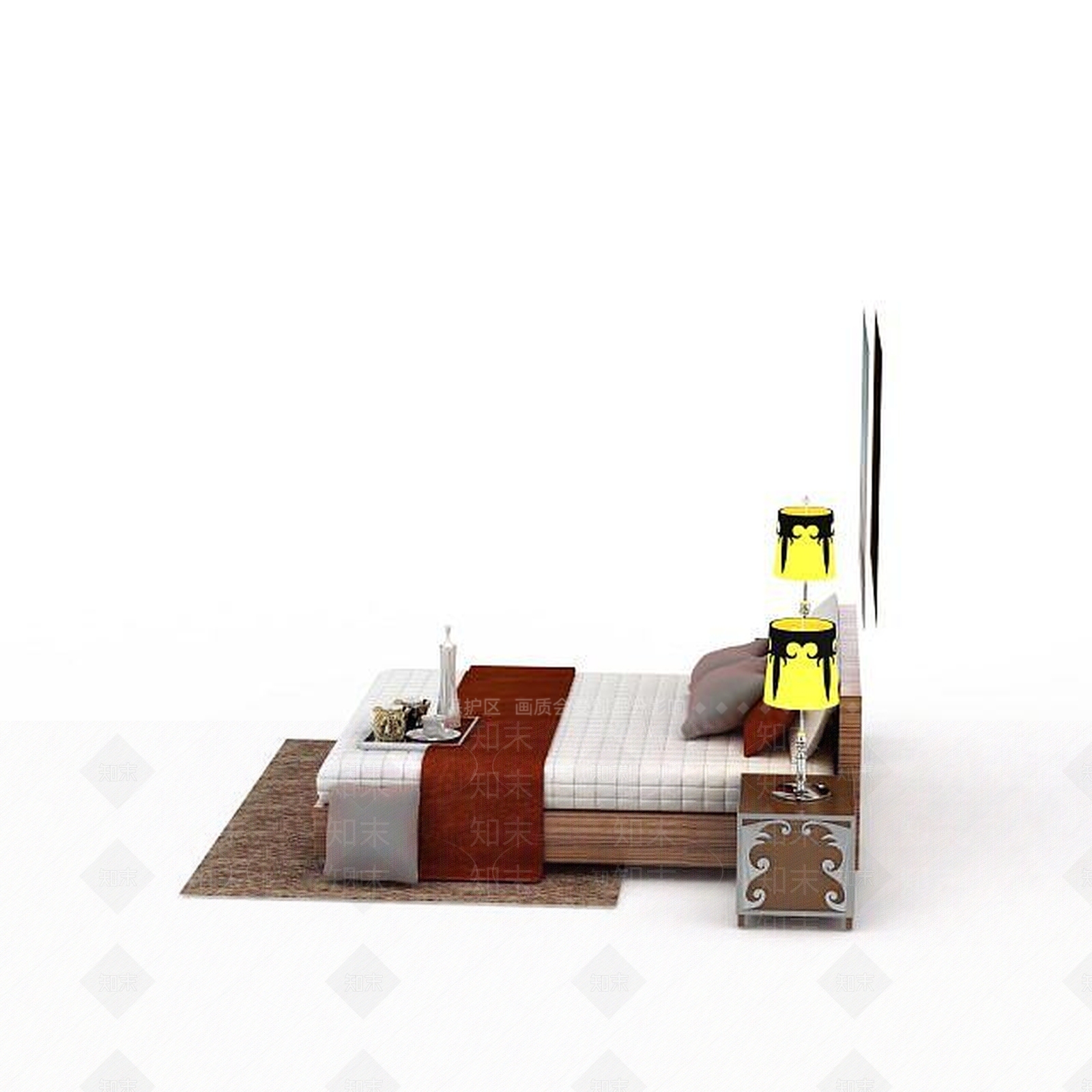 现代家装卧室床具组合3D模型下载【ID:1199895084】