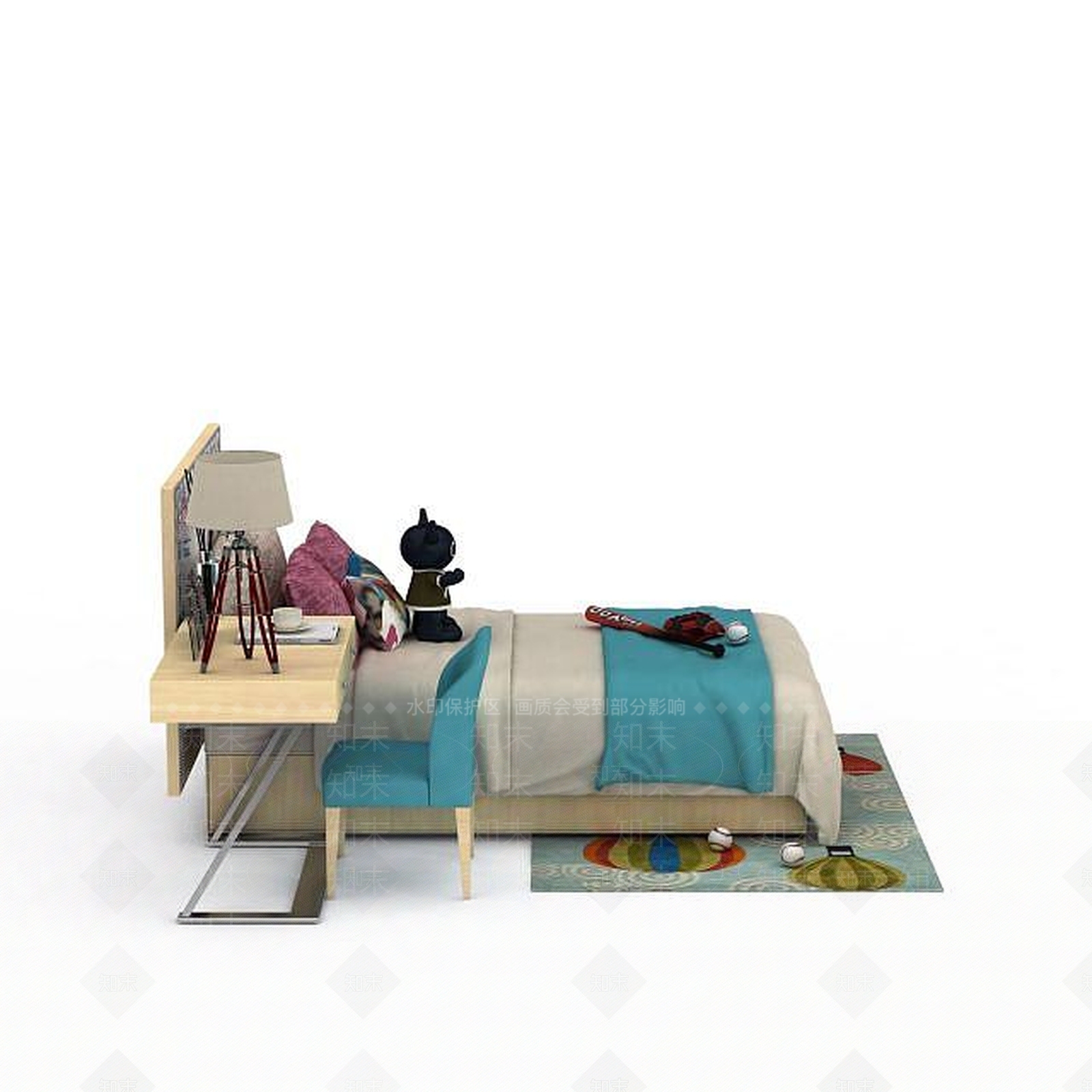 现代卡通儿童床3D模型下载【ID:1199896747】