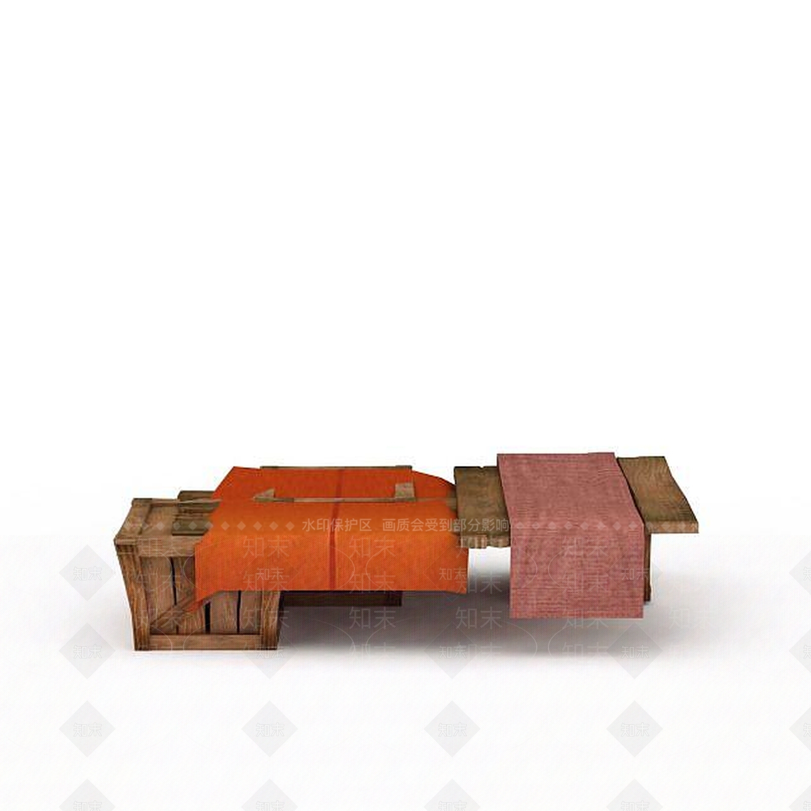 现代游戏场景道具实木床3D模型下载【ID:1199897834】