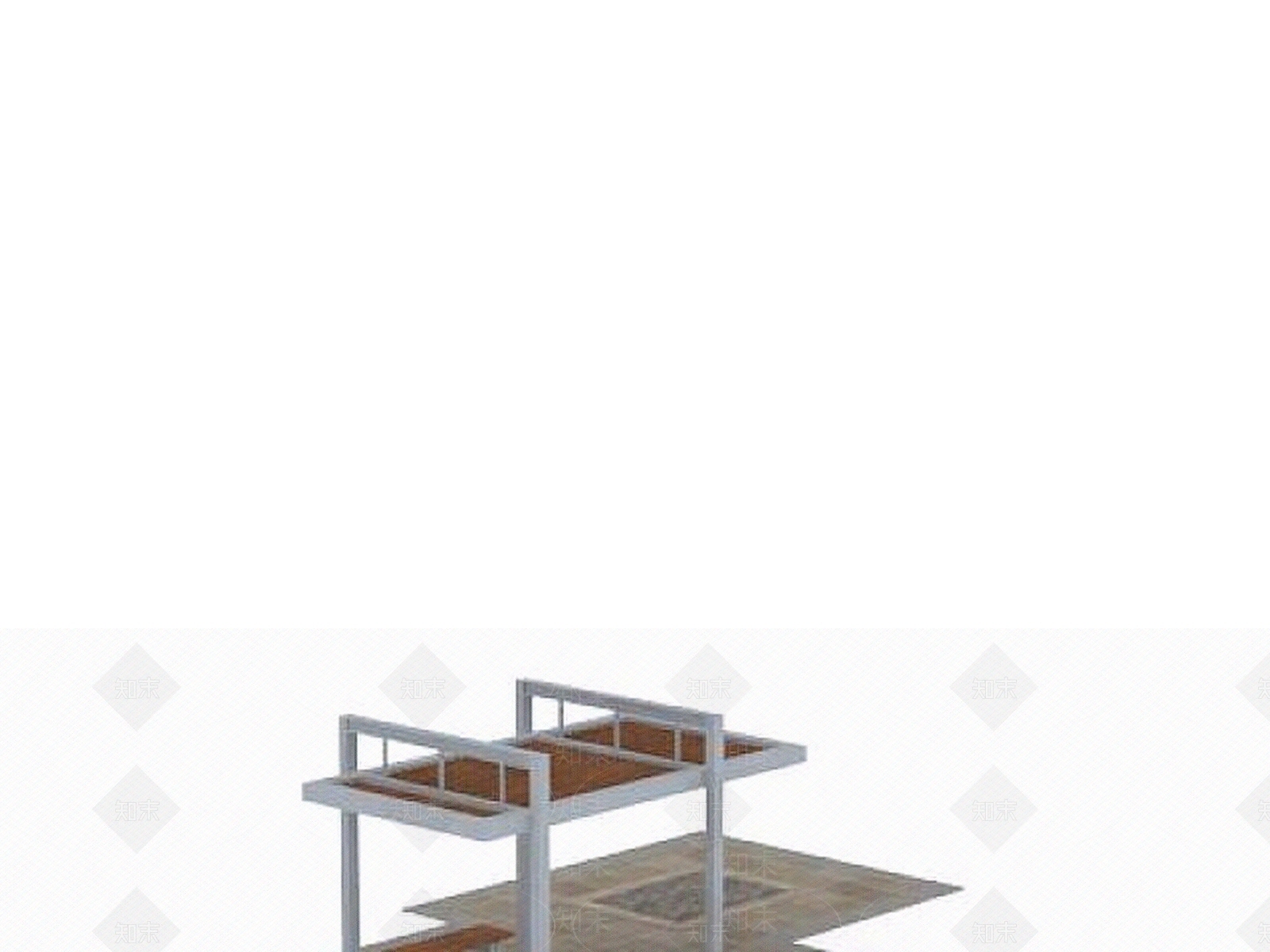 现代白色铁艺花架3D模型下载【ID:1199898305】
