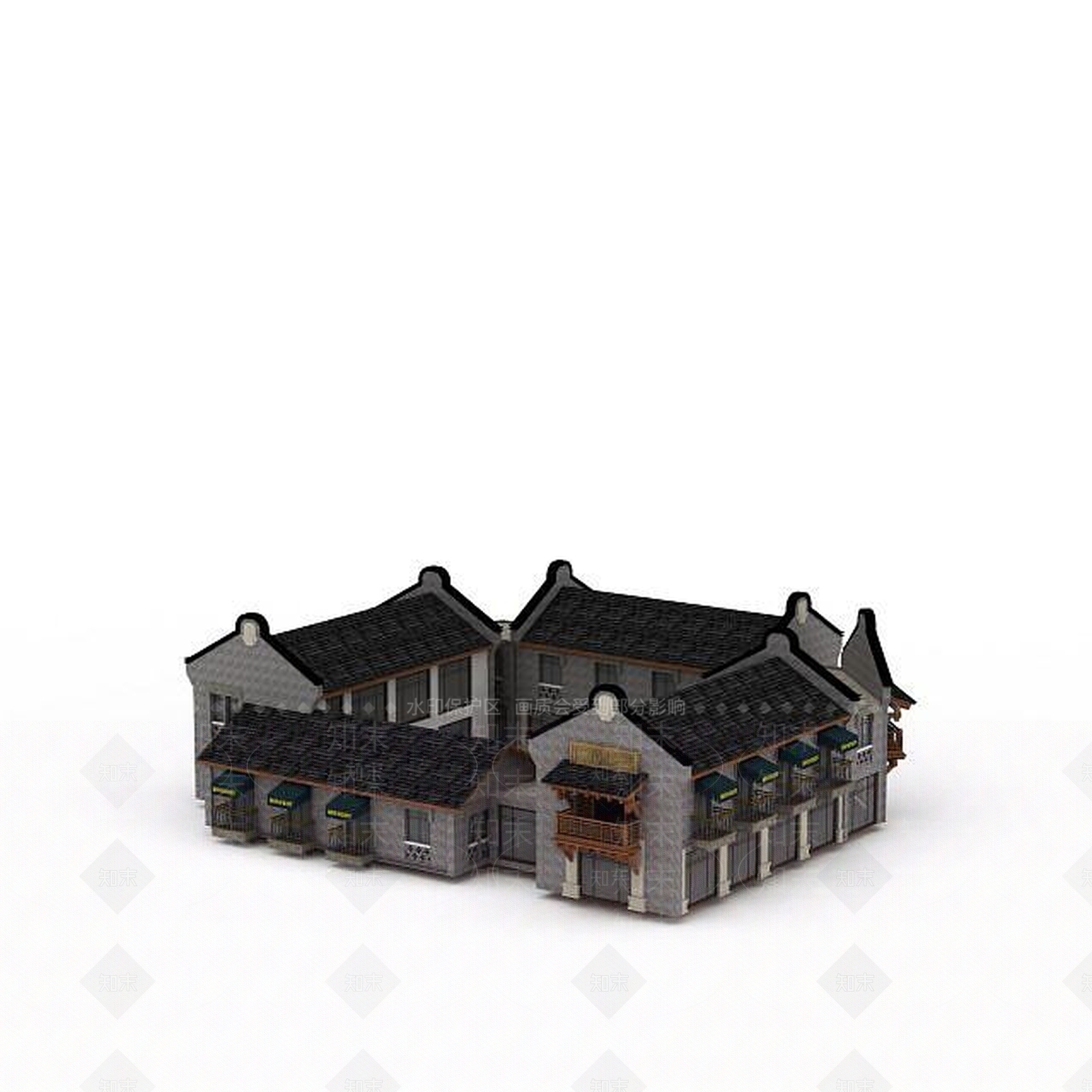 现代四合院3D模型下载【ID:1199898637】