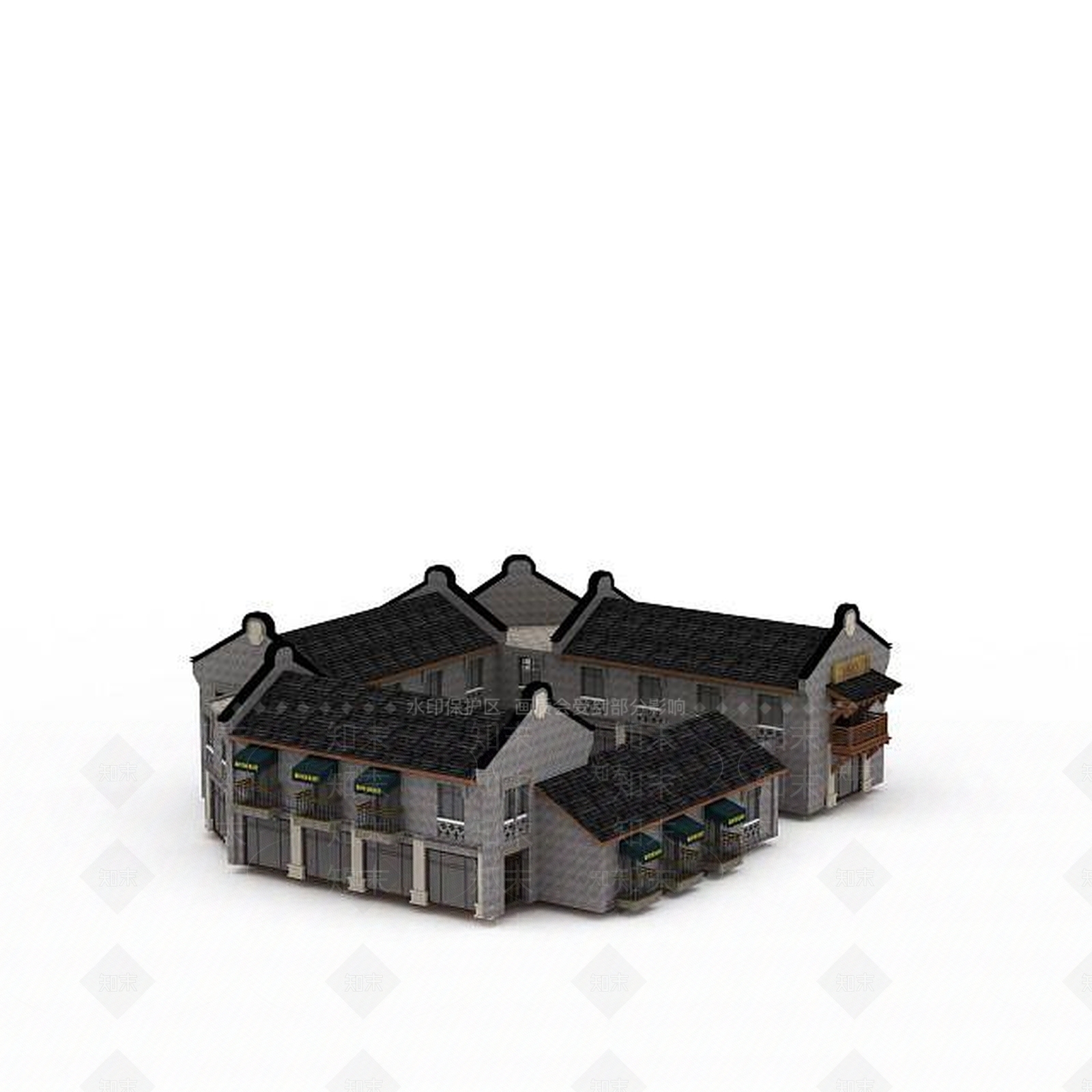 现代四合院3D模型下载【ID:1199898637】