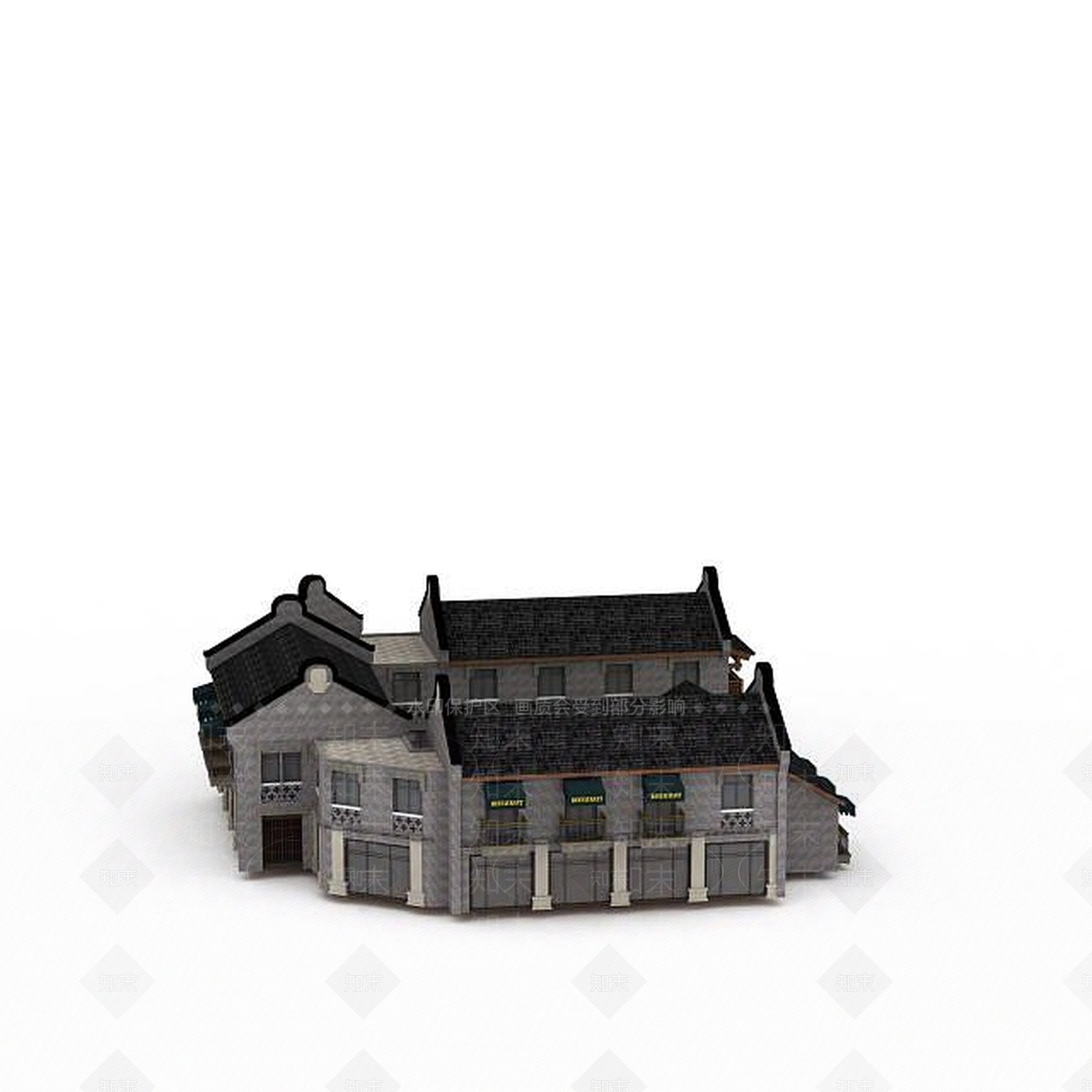 现代四合院3D模型下载【ID:1199898637】