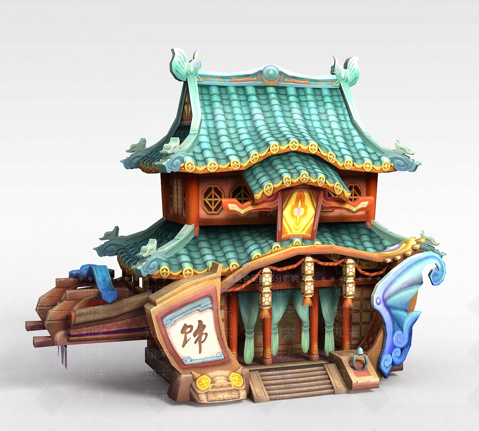 现代古代游戏场景古楼3D模型下载【ID:1199899402】