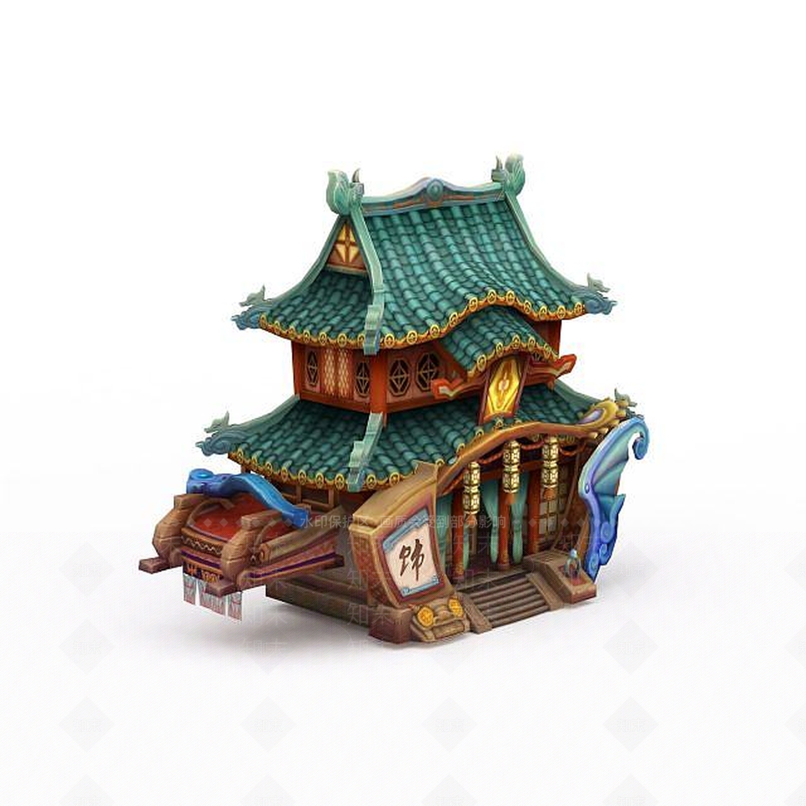 现代古代游戏场景古楼3D模型下载【ID:1199899402】
