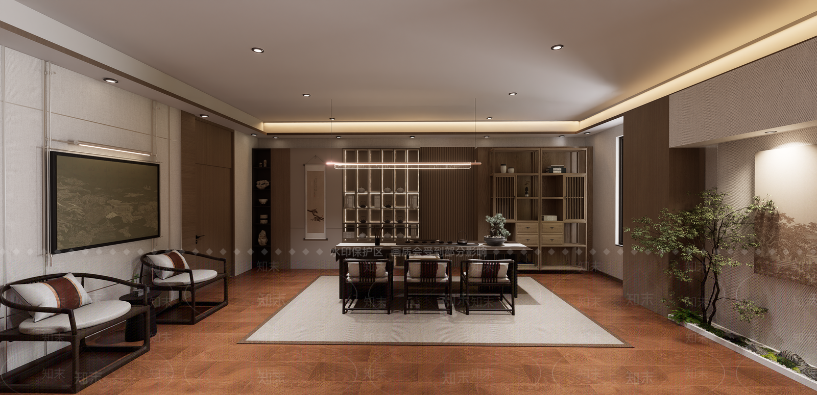 新中式中式经理办公室SU模型下载【ID:1199900874】