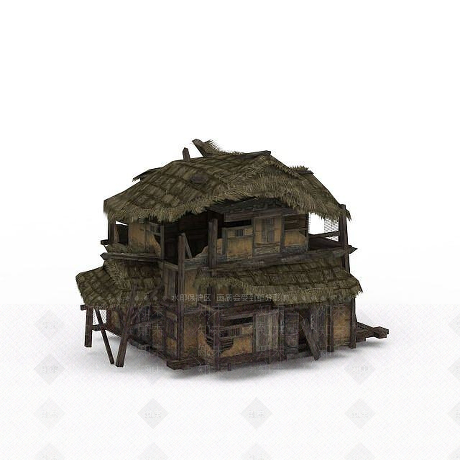 现代剑灵场景游戏场景破木屋3D模型下载【ID:1199900415】