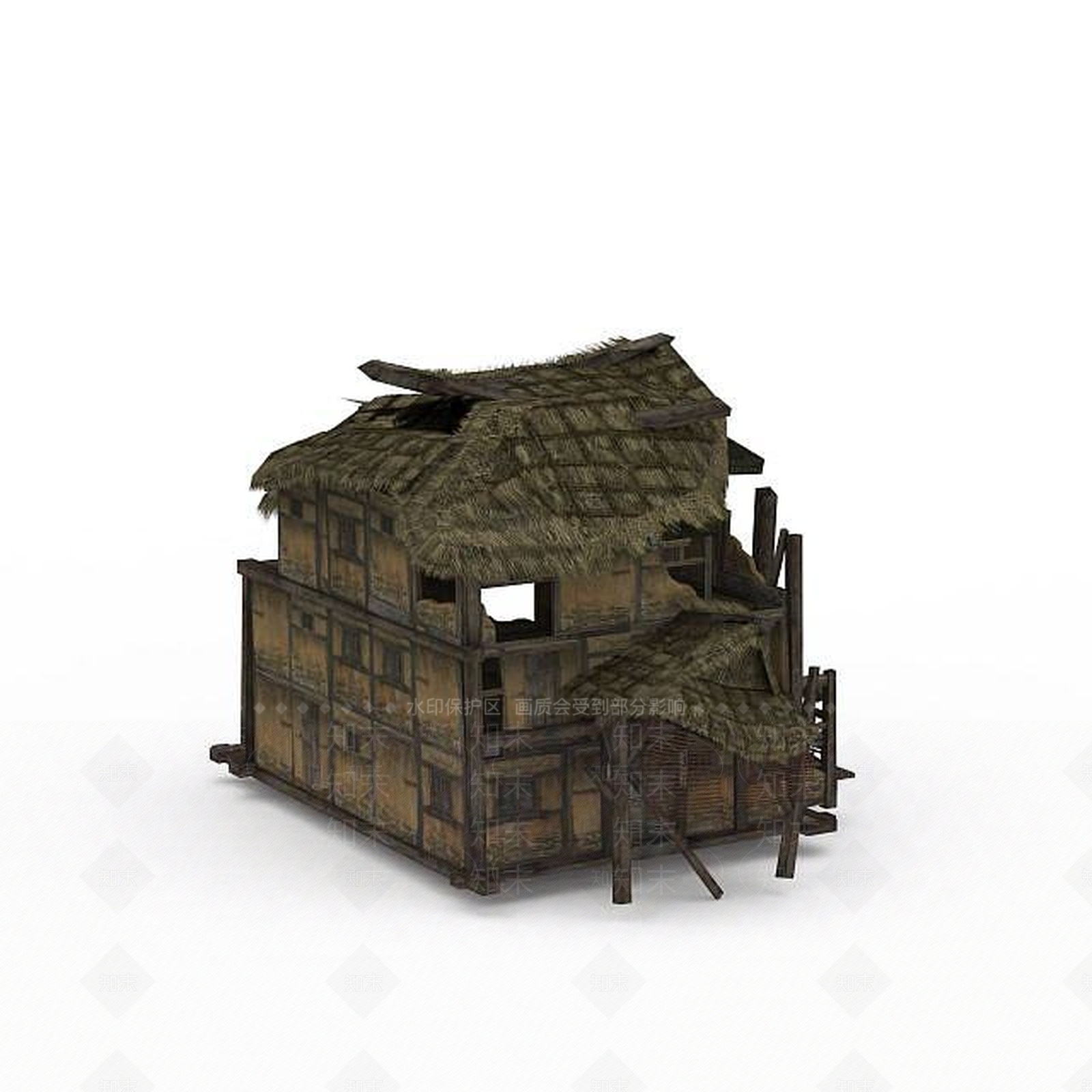 现代剑灵场景游戏场景破木屋3D模型下载【ID:1199900415】