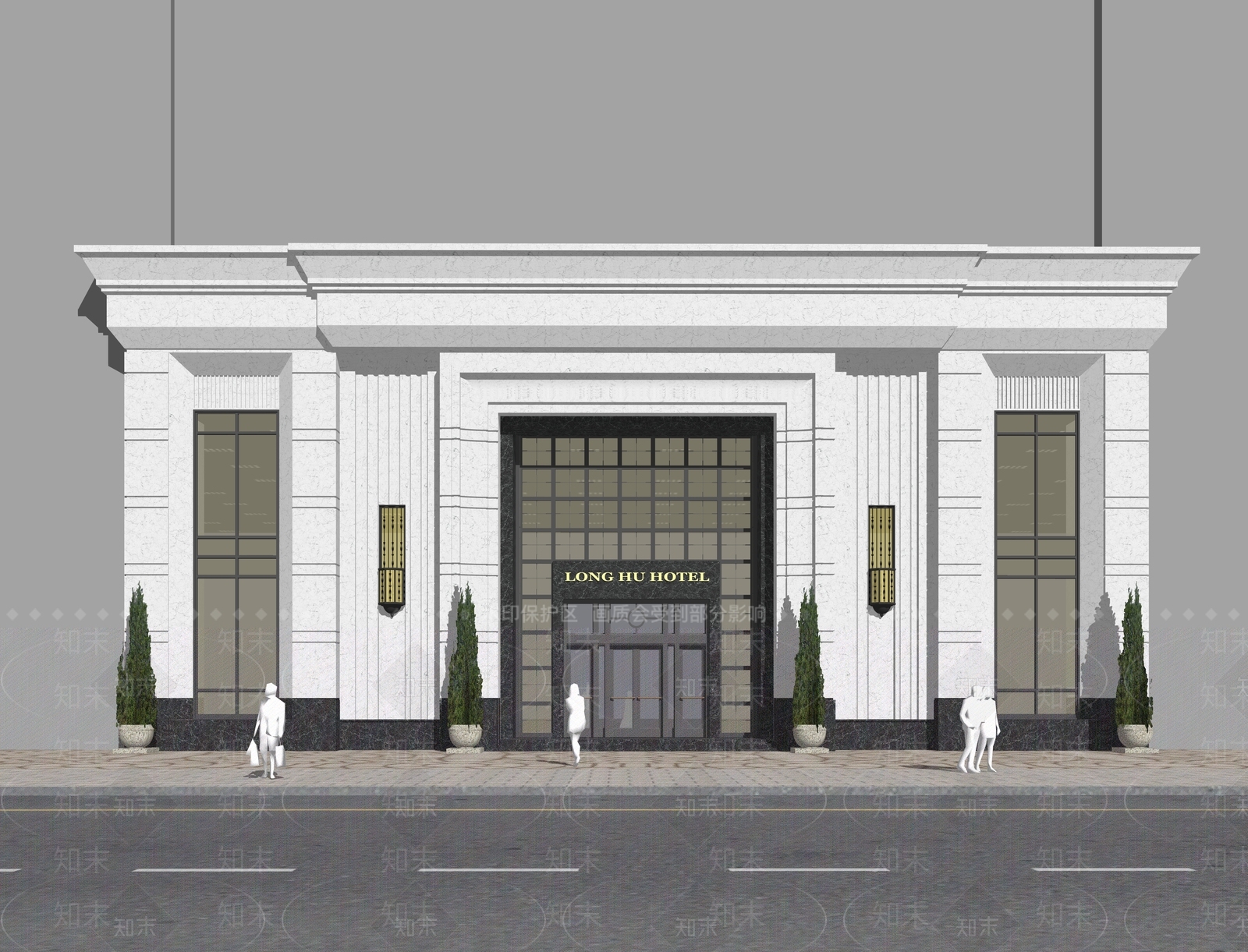 欧式酒店建筑SU模型下载【ID:1199902441】