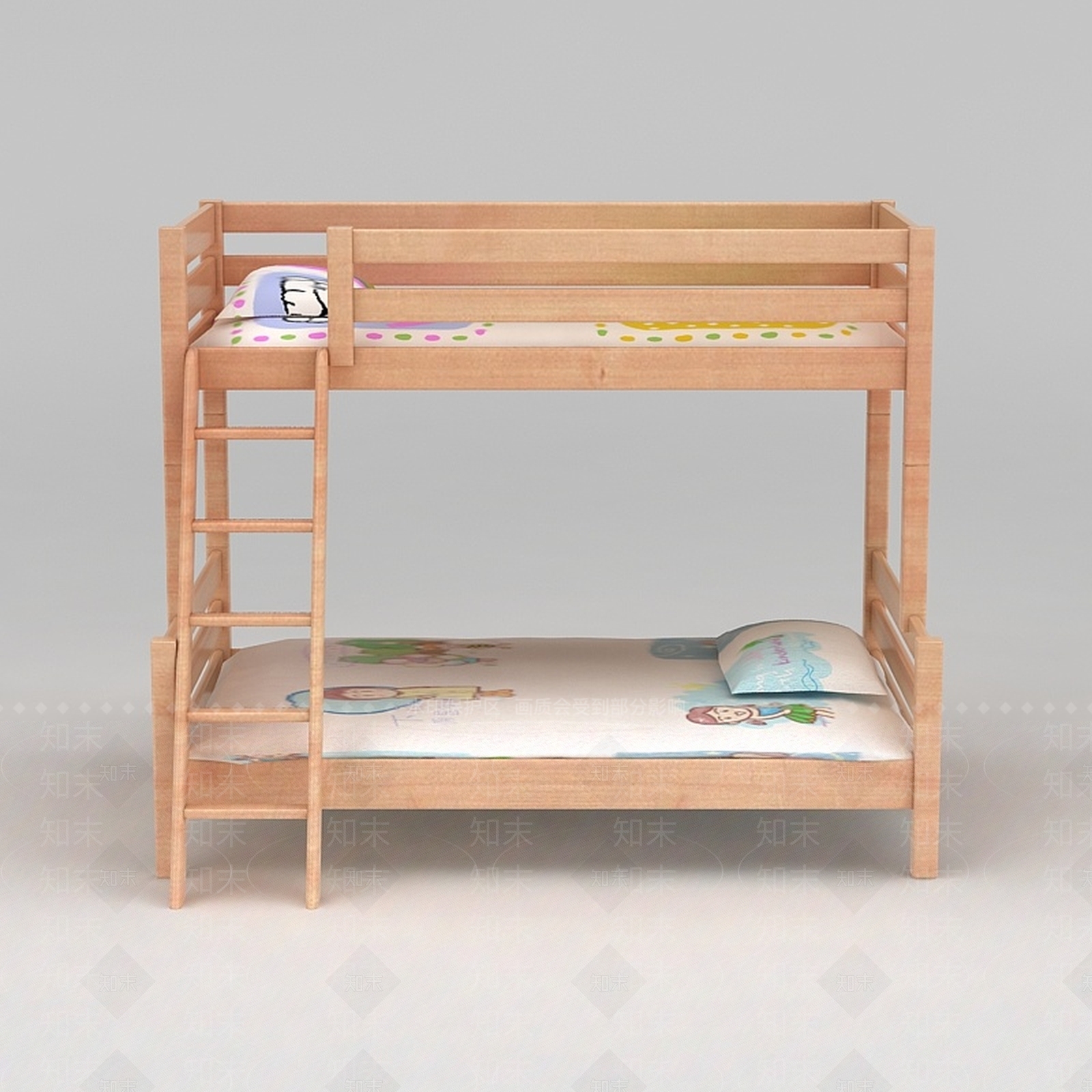 现代实木儿童上下床3D模型下载【ID:1199902804】