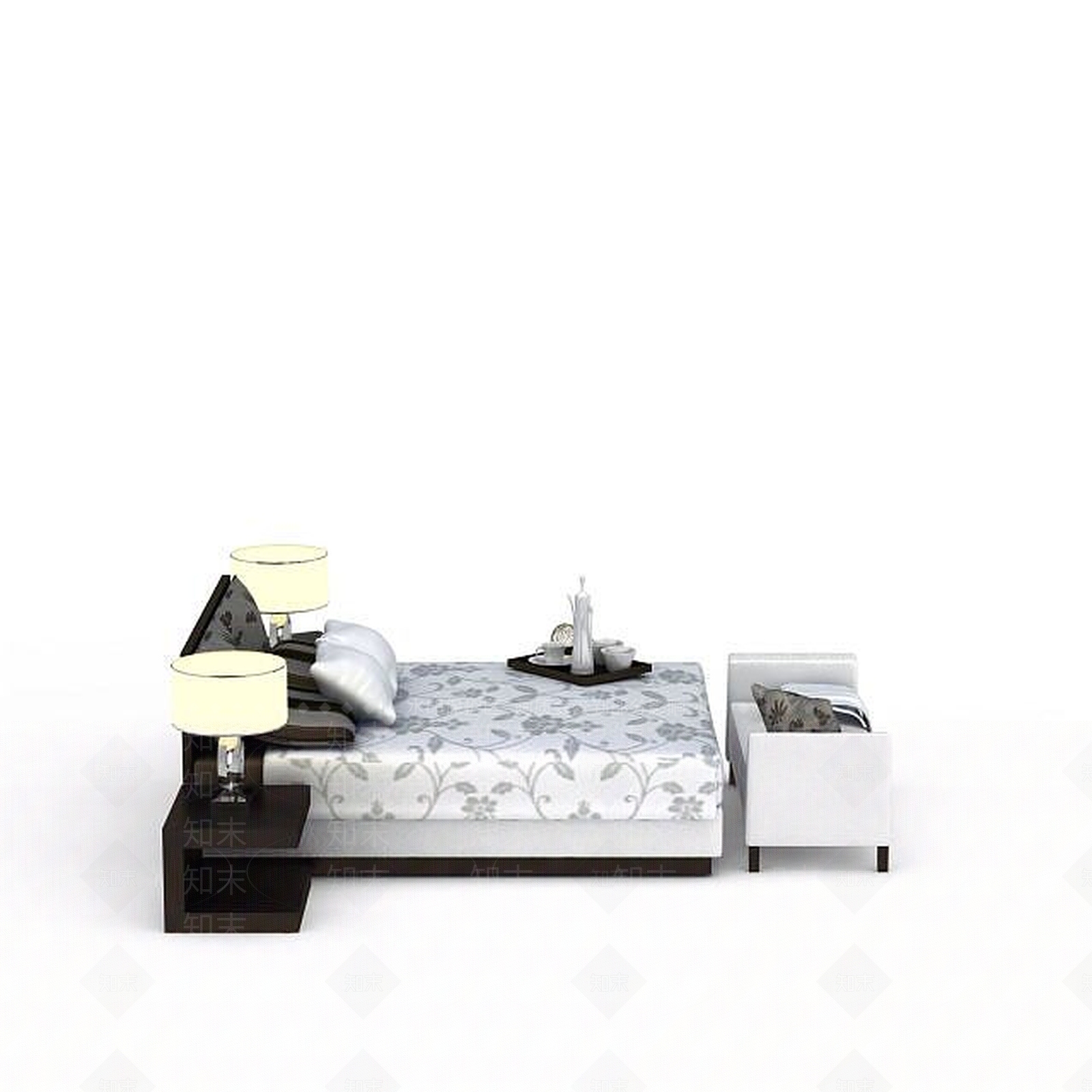 现代软靠双人床具3D模型下载【ID:1199903462】