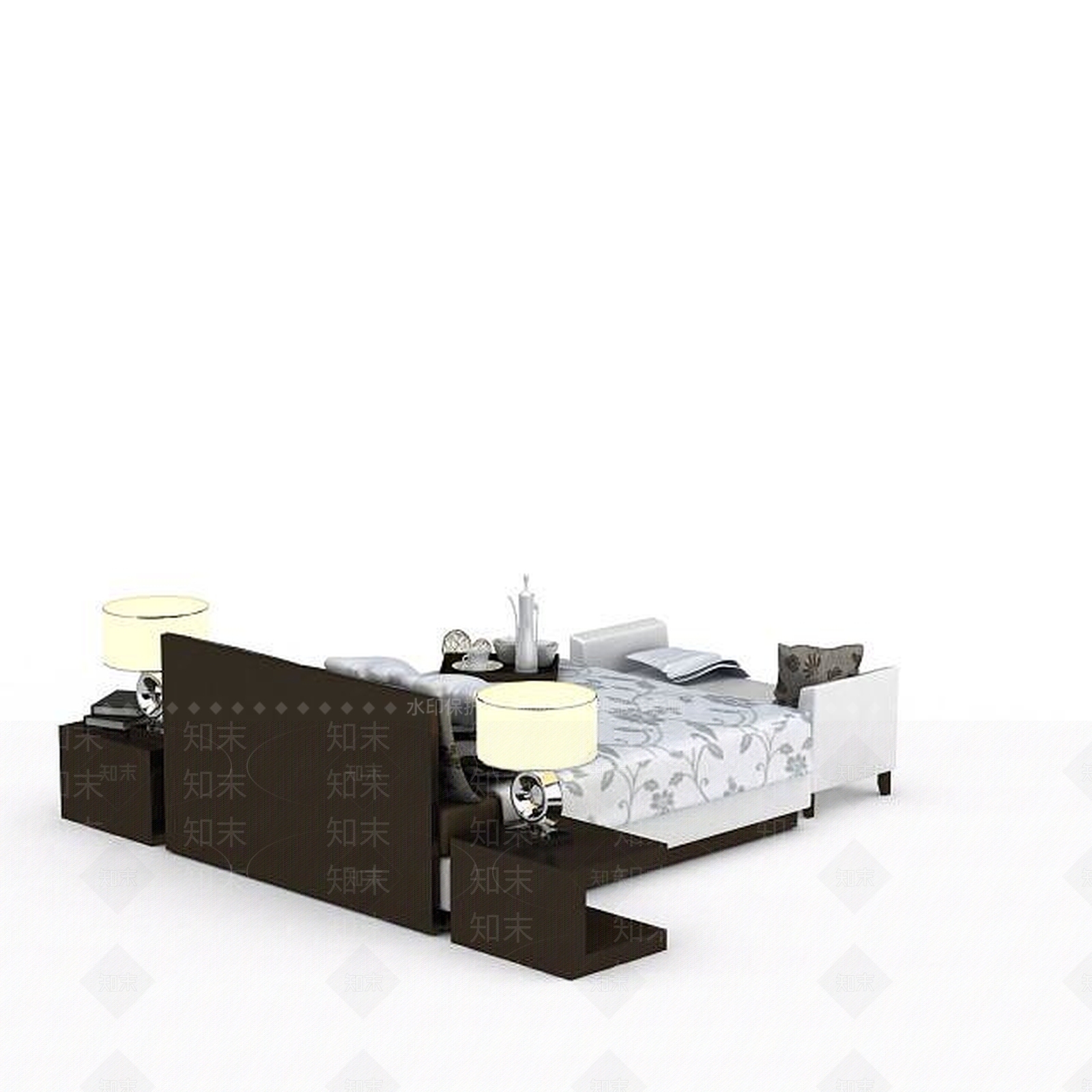 现代软靠双人床具3D模型下载【ID:1199903462】