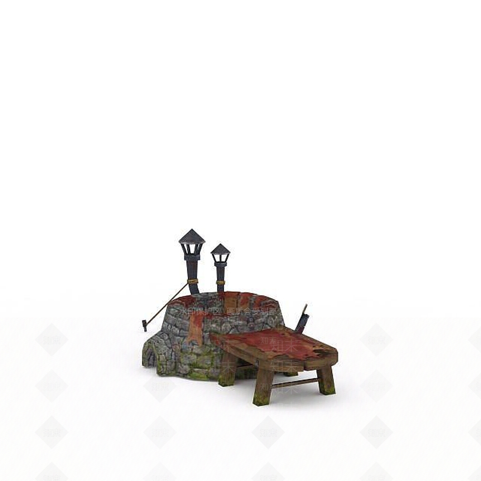现代剑灵场景石井3D模型下载【ID:1199903675】