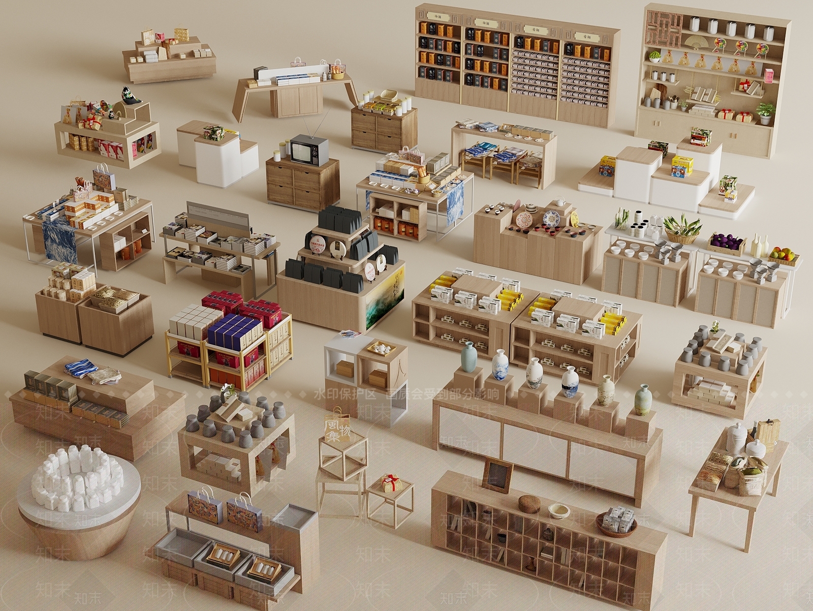 现代文创展台3D模型下载【ID:1199905362】