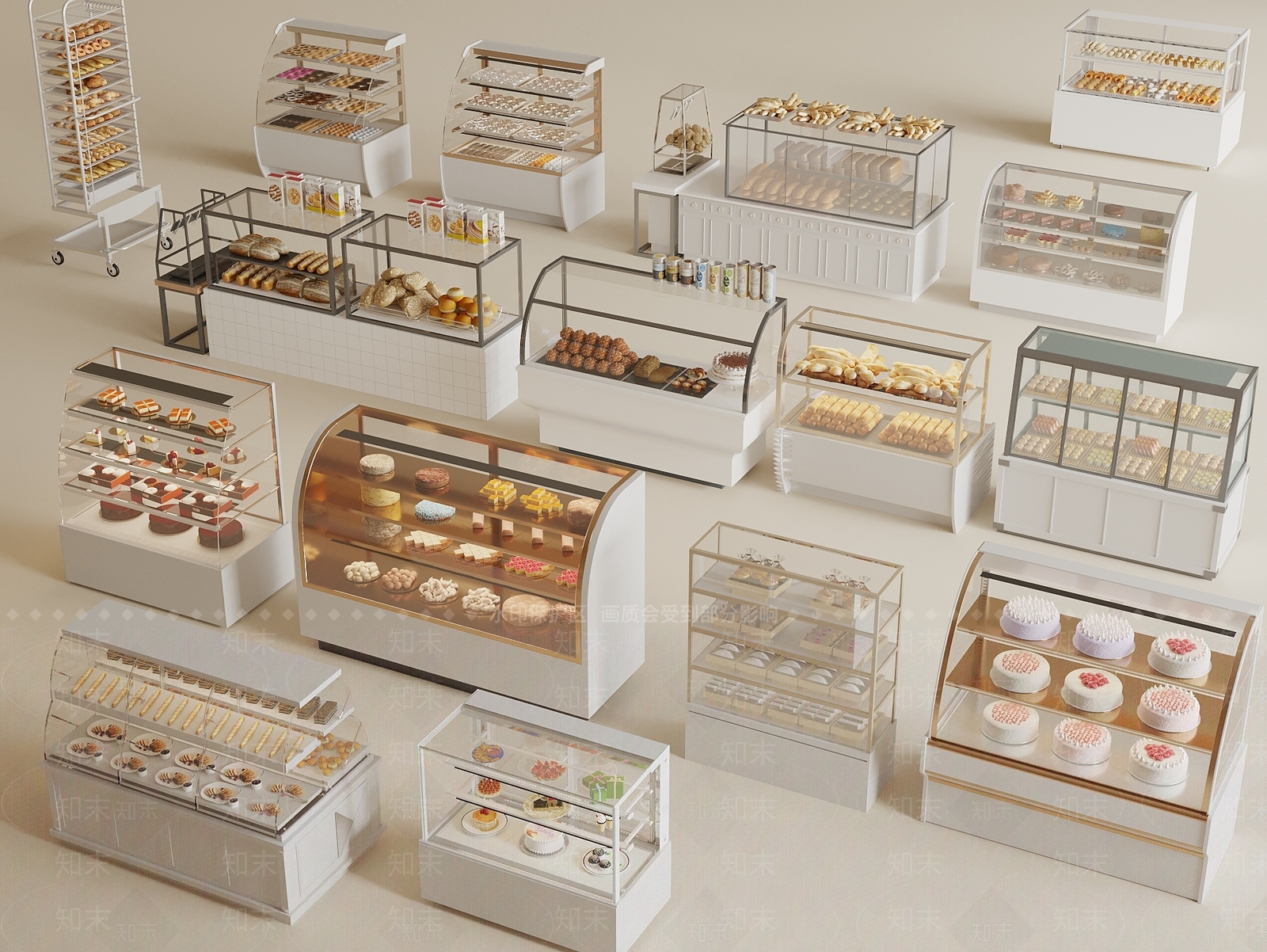 现代甜品面包店3D模型下载【ID:1199907642】