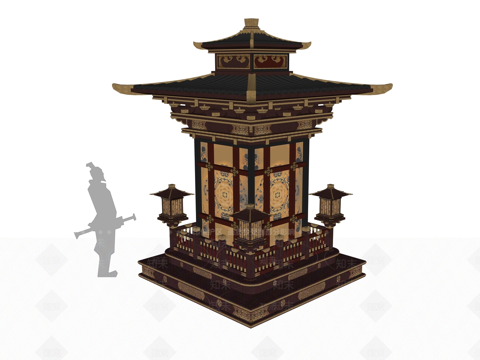 中式新中式落地灯SU模型下载【ID:1200028192】