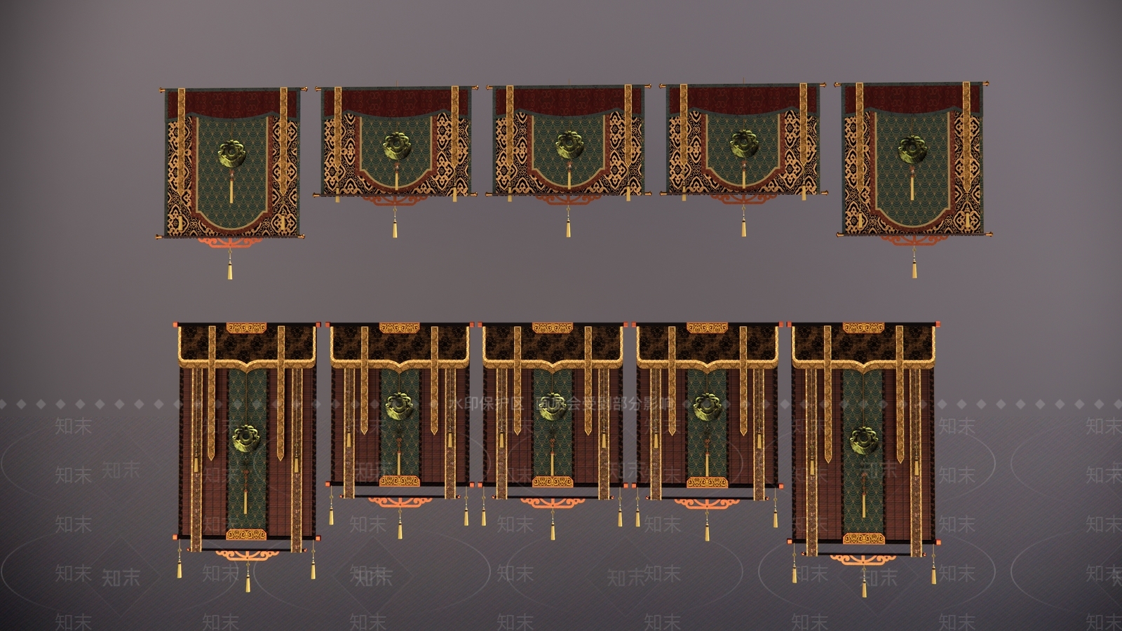 中式复古窗帘SU模型下载【ID:1199909807】