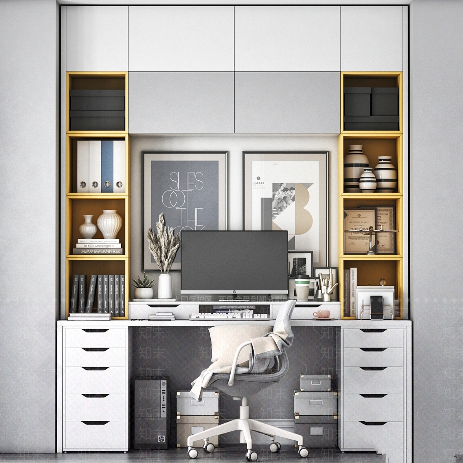 办公桌椅3D模型下载【ID:1199919790】