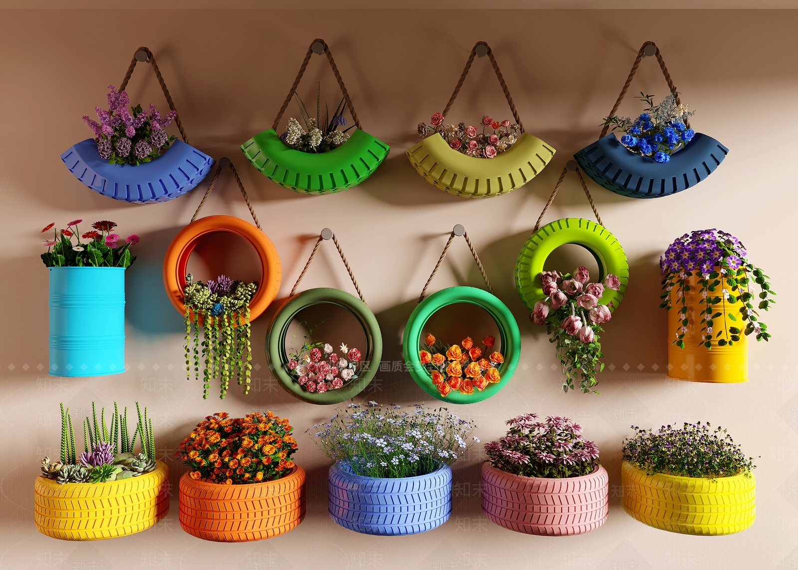 花草组合3D模型下载【ID:1199926695】