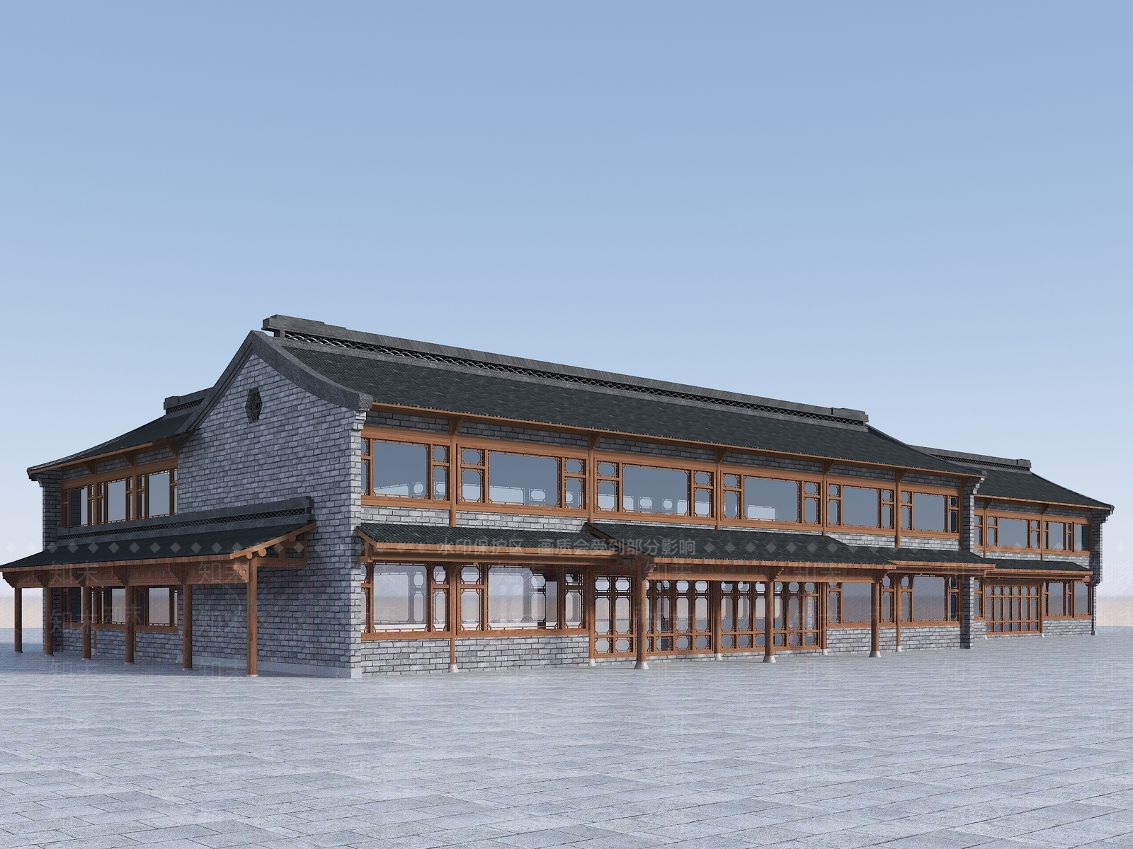 现代新中式古建3D模型下载【ID:1199935280】